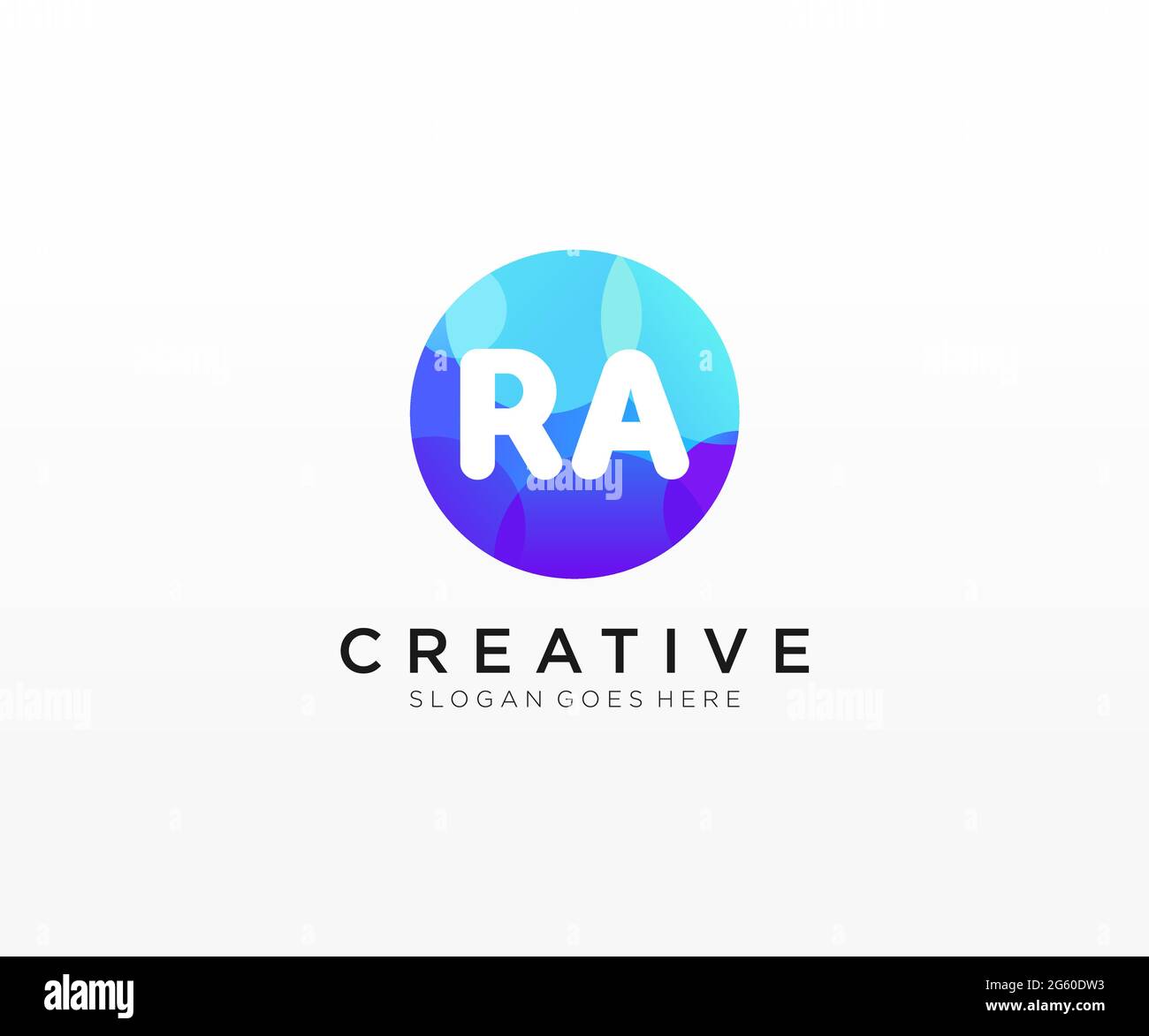 RA initial logo With Colorful Circle template Stock Vector
