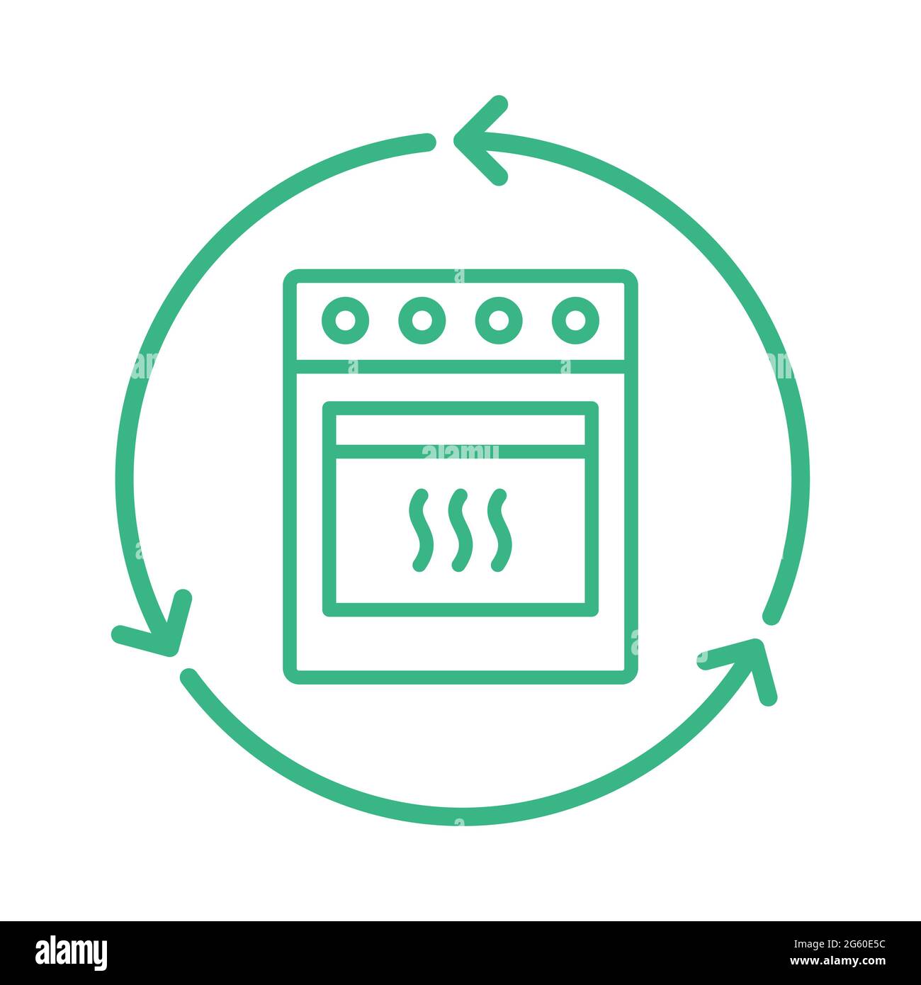 Recycle stove. Recycled home appliances. Cooker with oven inside green