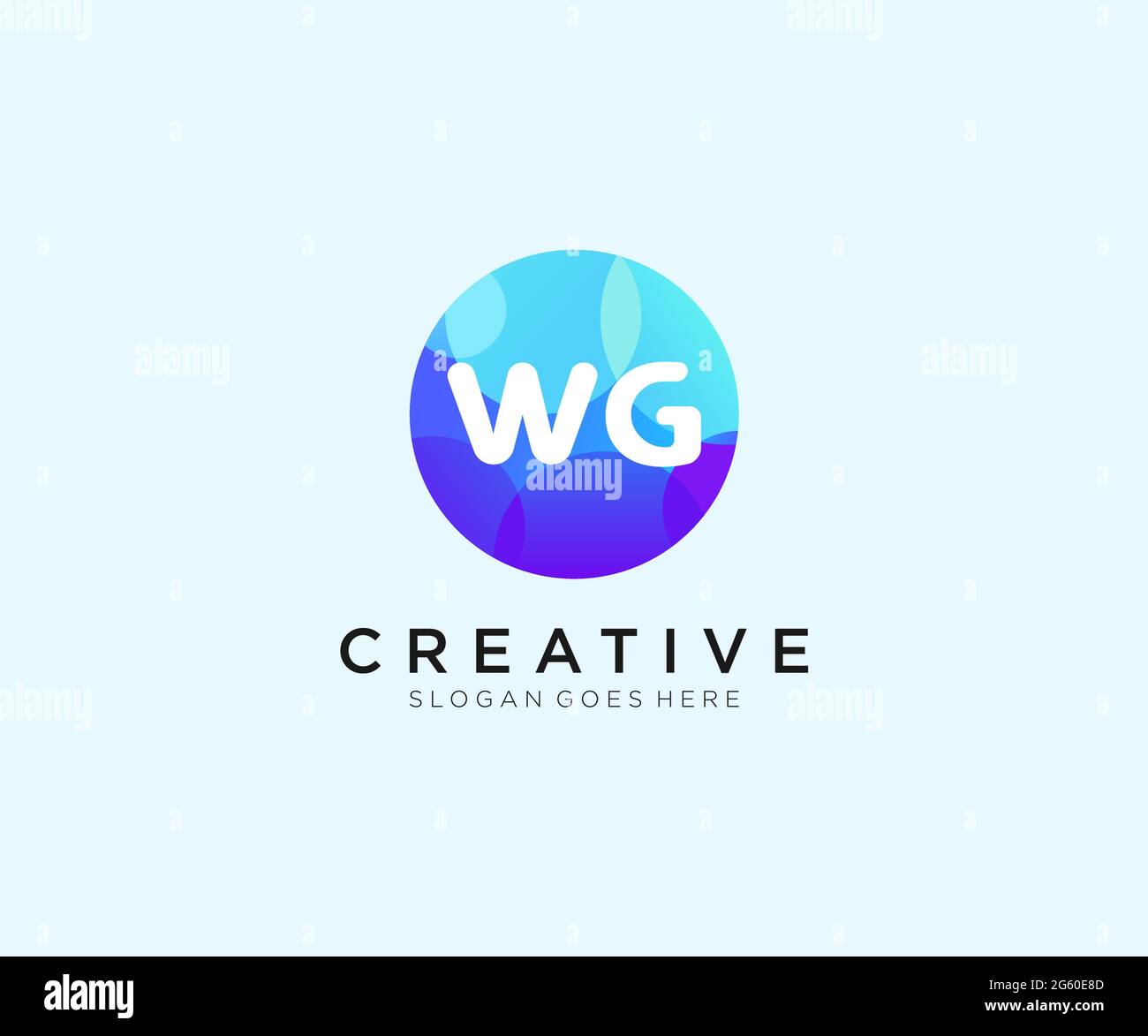 WG initial logo With Colorful Circle template Stock Vector