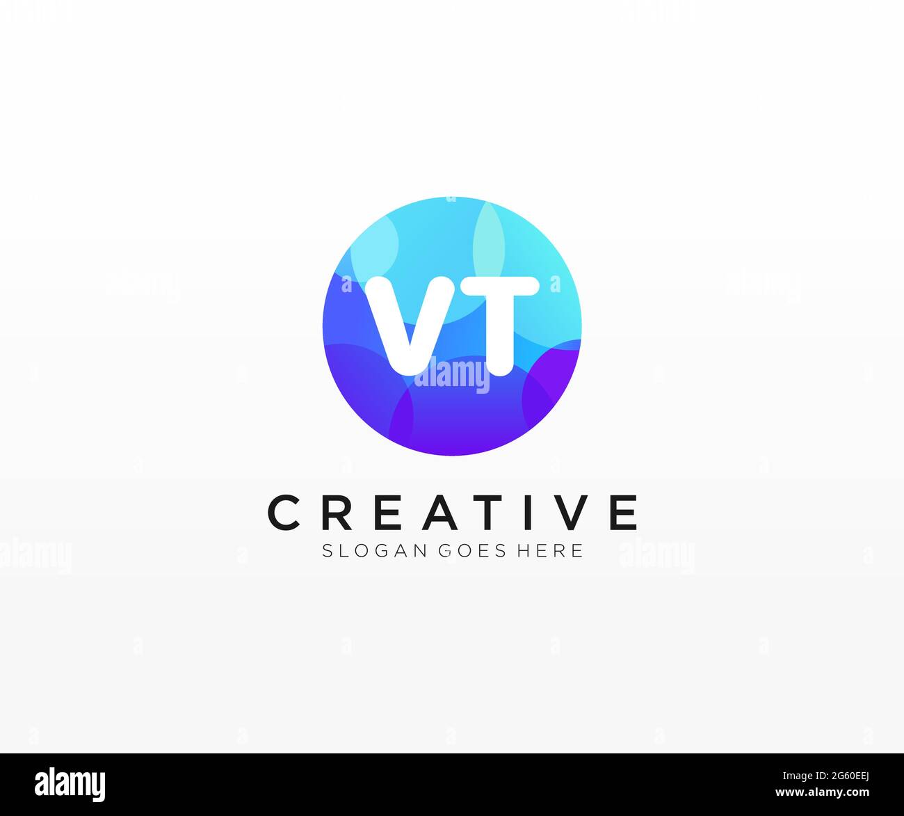 VT initial logo With Colorful Circle template Stock Vector