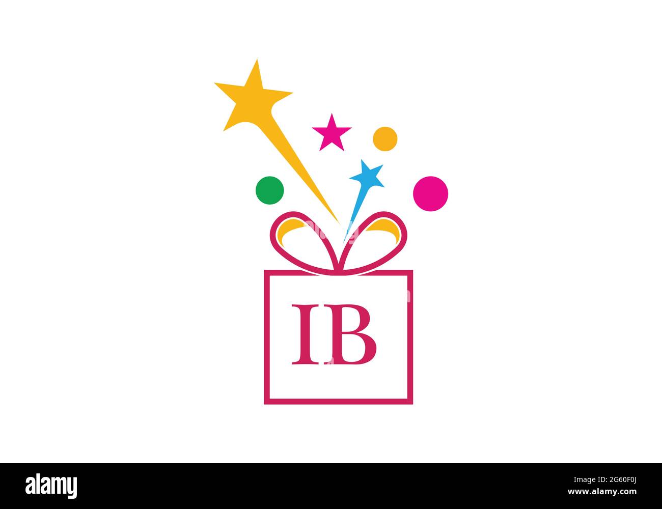 Gift Box, gift shop letter alphabet I B logo icon for Luxury brand