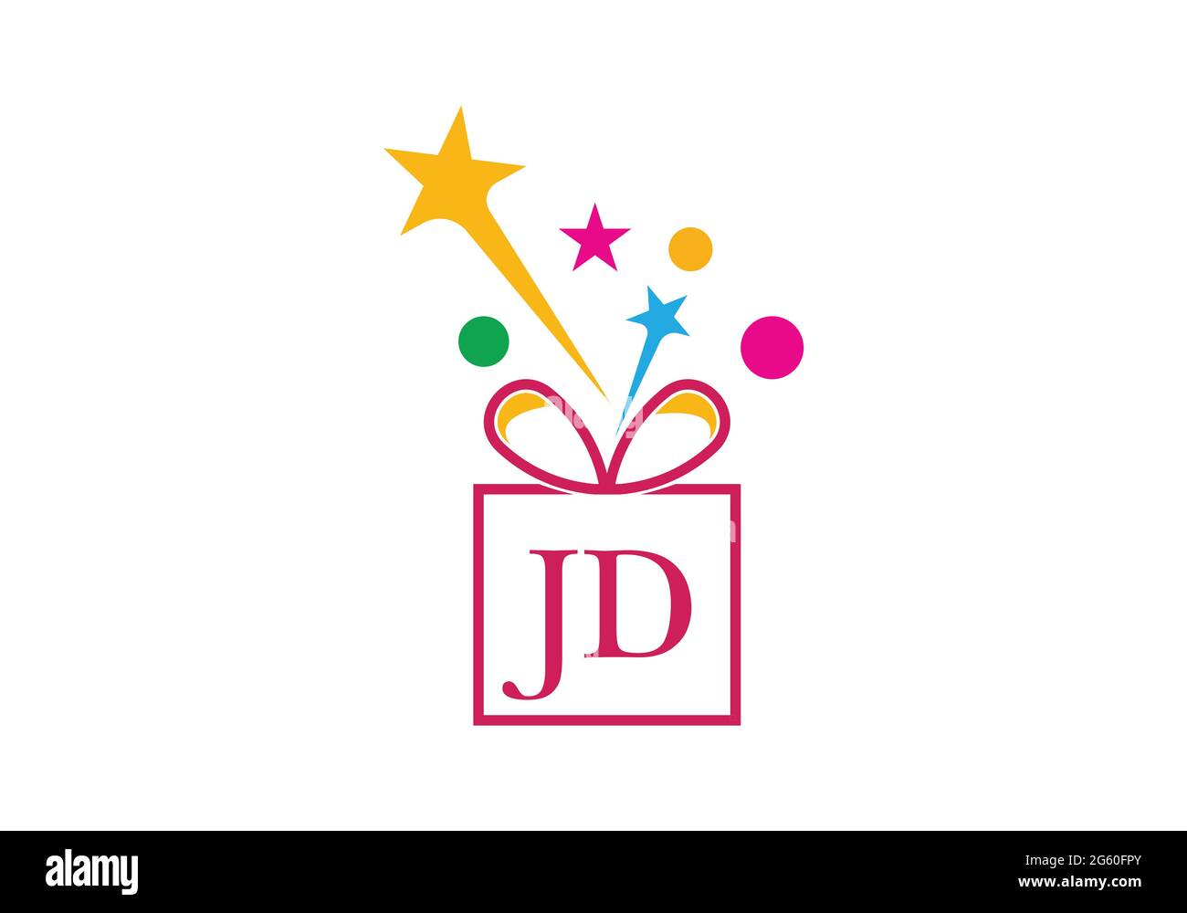 Gift Box, gift shop letter alphabet J D logo icon for Luxury brand design for wedding invitations, greeting card, logo, and other design. Stock Vector