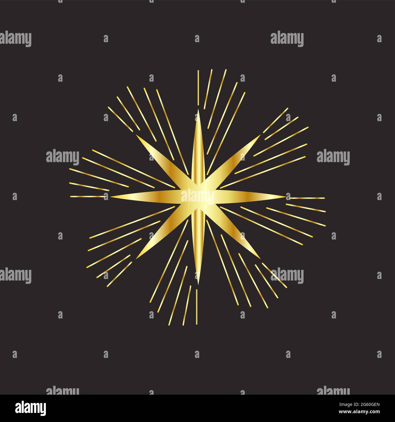 Magic gold stars outline icon. Bright stars simple line icon. Symbol ...