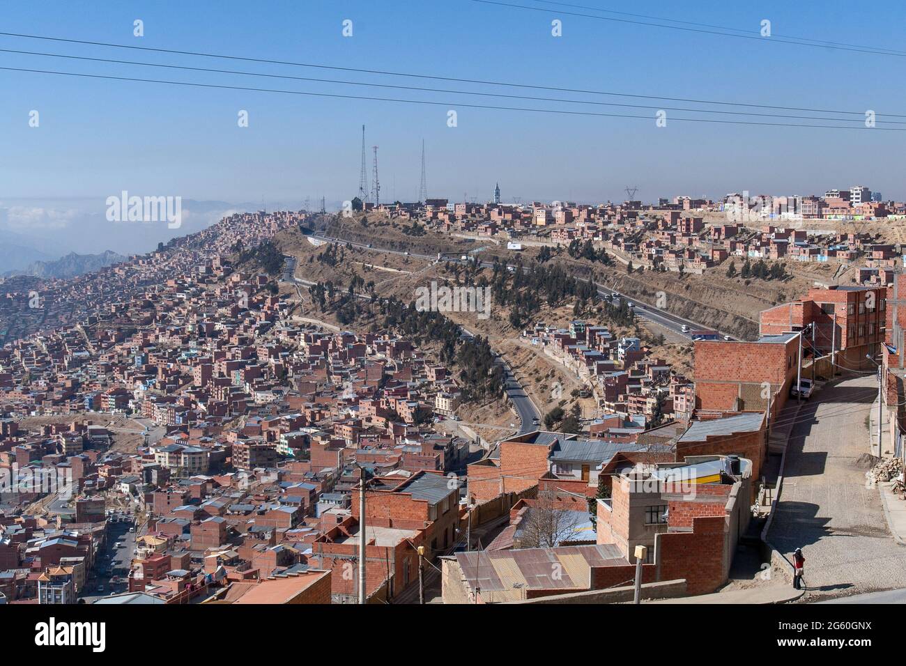 La Paz Bolvia - august 2009 - panoramic view of hte city from El Alto Stock Photo