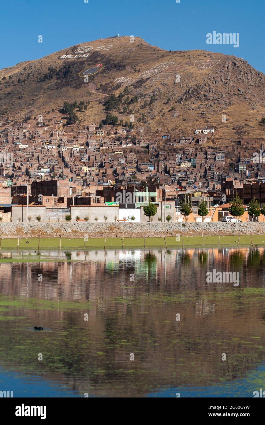 Puno, Peru' - august 2009 - panoramic view of the town Puno Titicaca Lake Peru' Stock Photo
