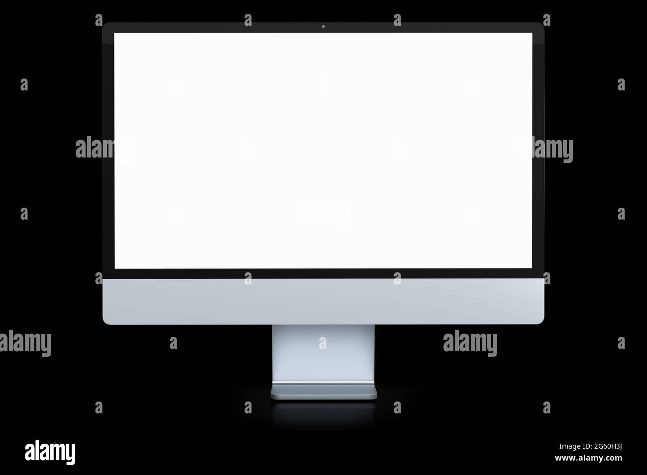Realistic grey computer screen display isolated on black background