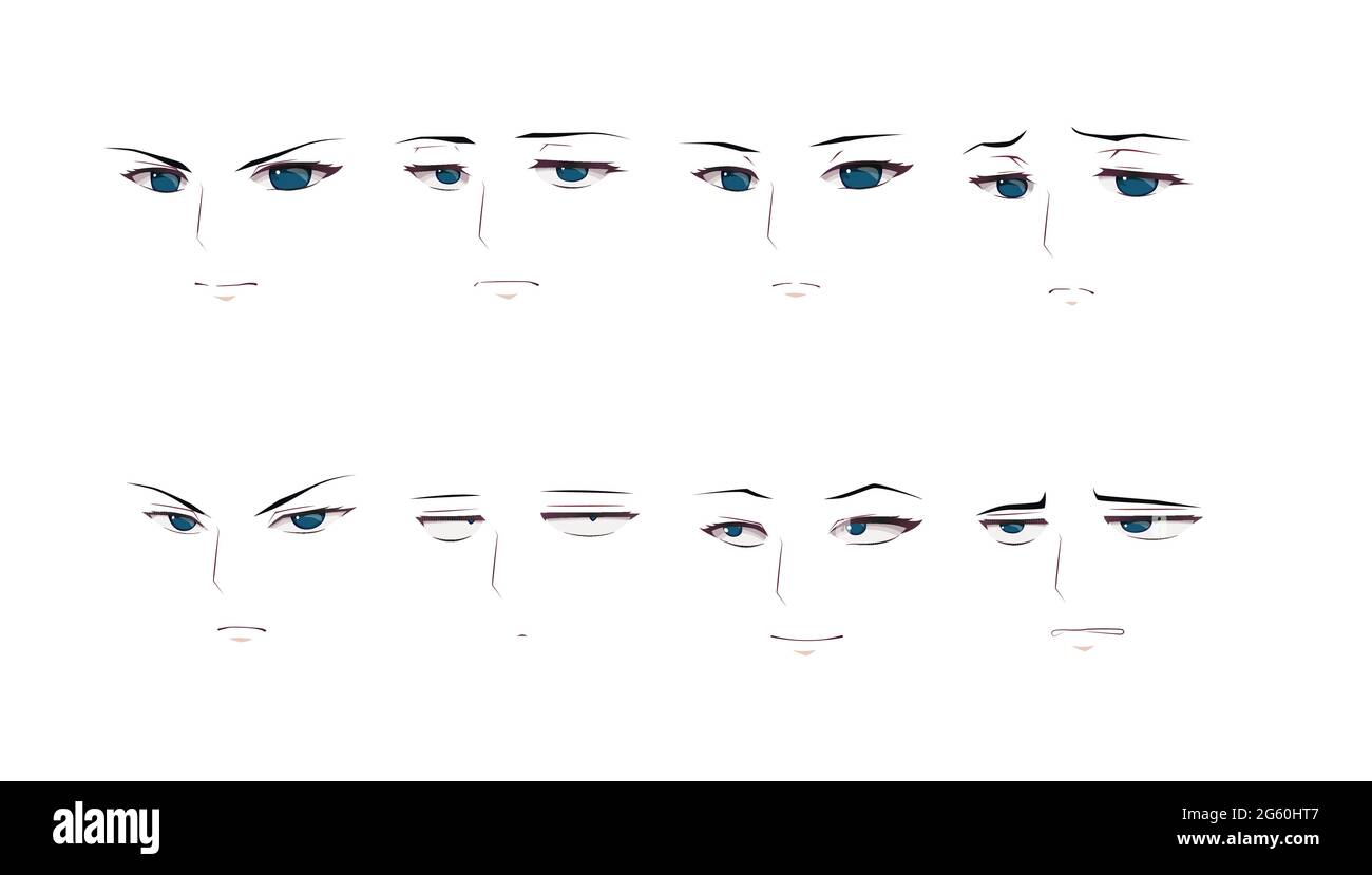 Anime manga expressions eyes set boy. Japanese cartoon style Stock Vector  Image & Art - Alamy