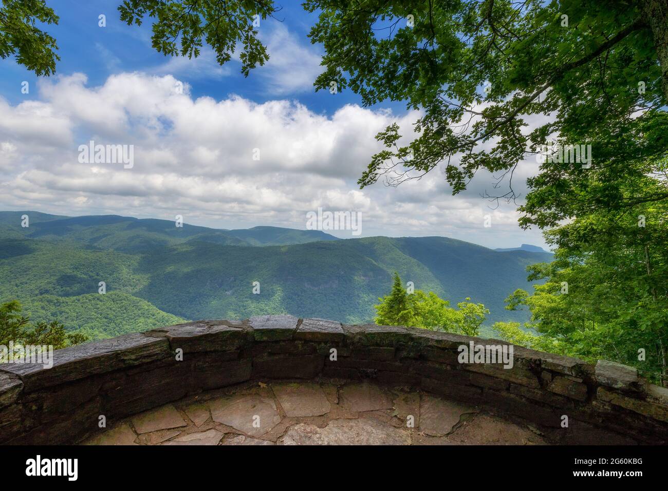 An overlook along the Scenic Blue Ridge Parkway a well know tourism attaction especially in summer and fall. Stock Photo