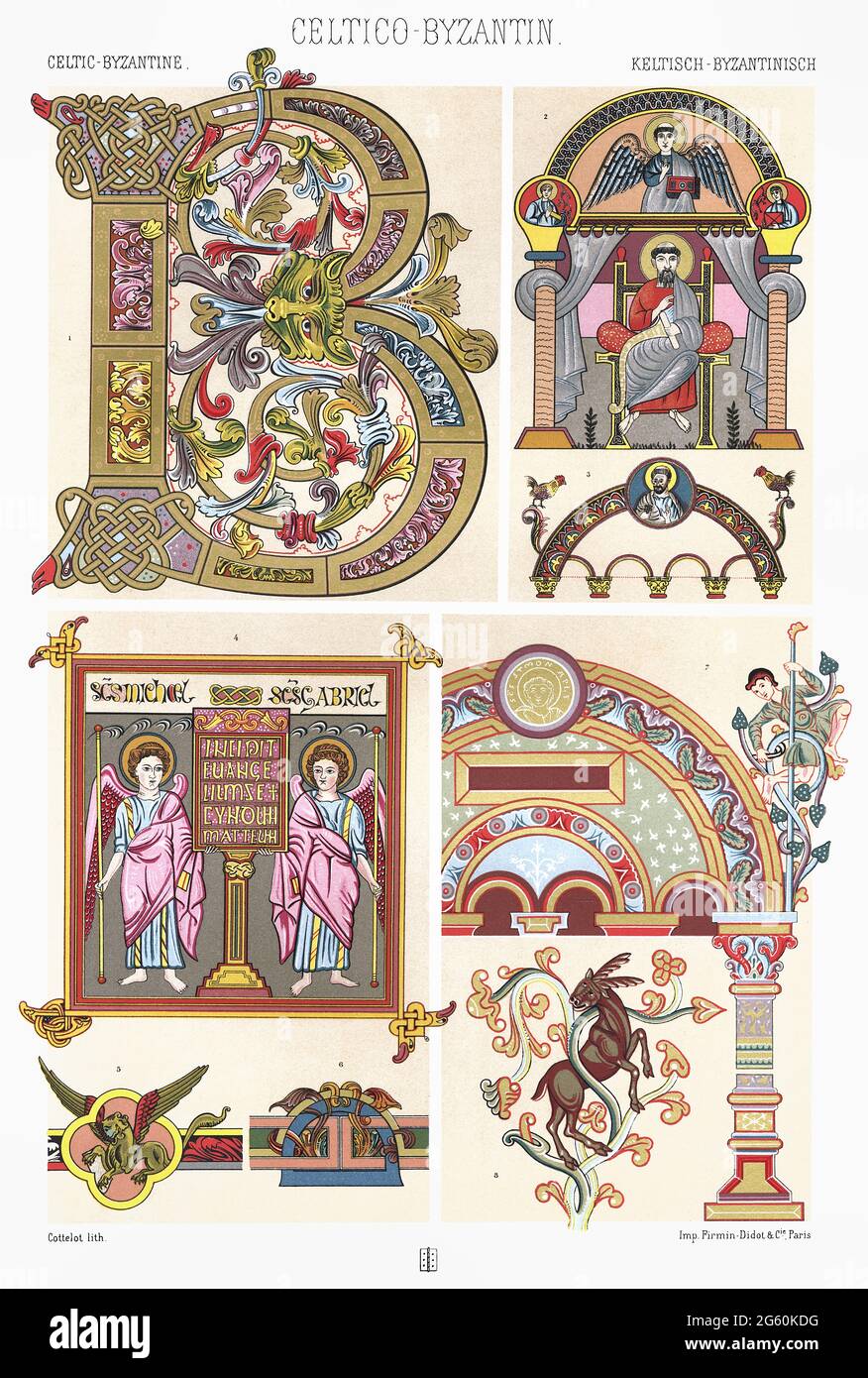 Celtic-Byzantine - Types of Decorative Painting - According to the Manuscript Illuminations - By The Ornament 1880. Stock Photo