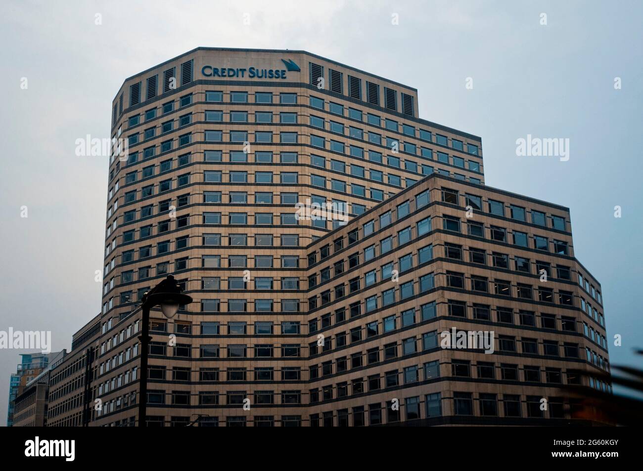 Credit Suisse Building, 1 Cabot Square, Docklands, Isle of Dogs, London, England Stock Photo