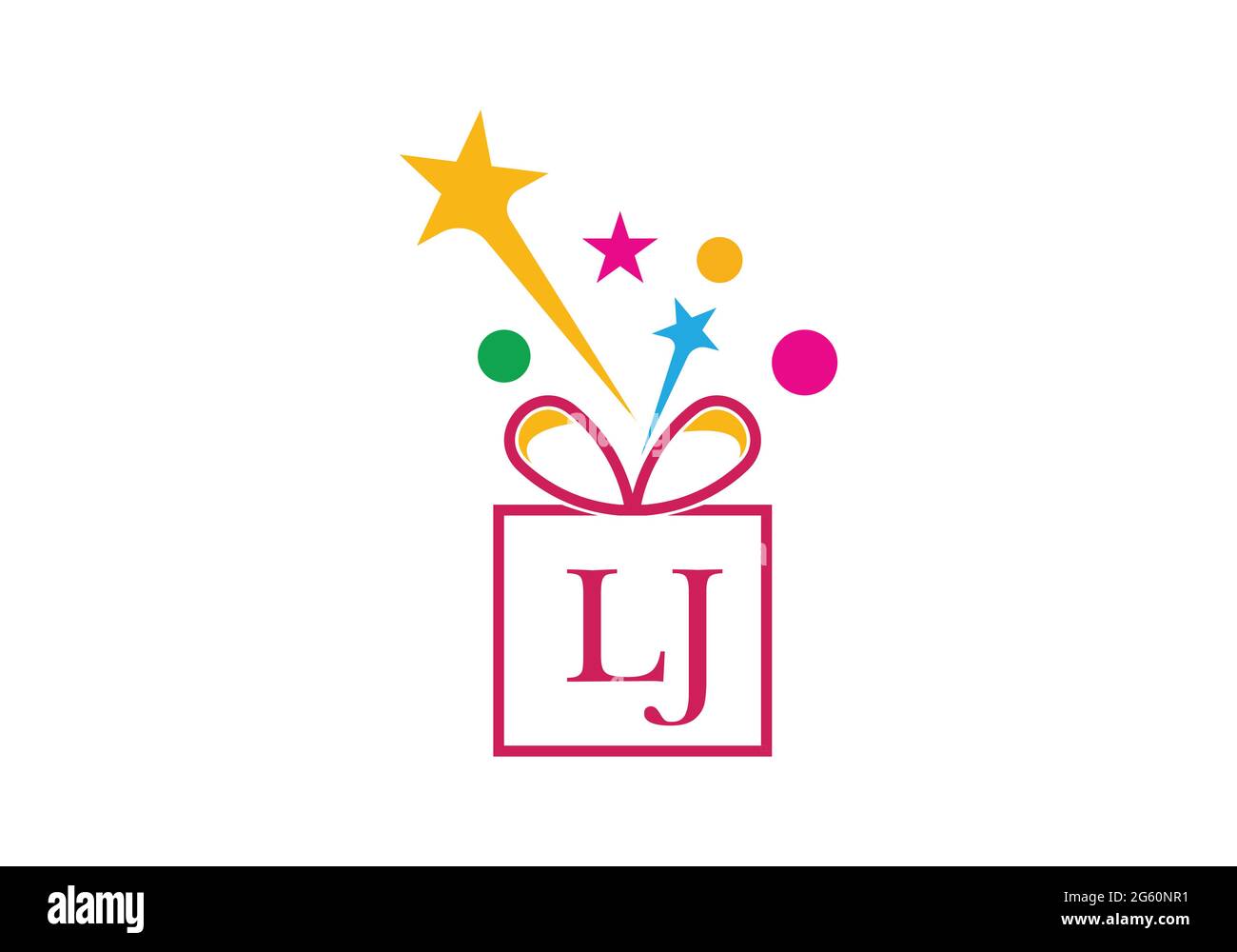 Gift Box, gift shop letter alphabet L J logo icon for Luxury brand design for wedding invitations, greeting card, logo, and other design. Stock Vector