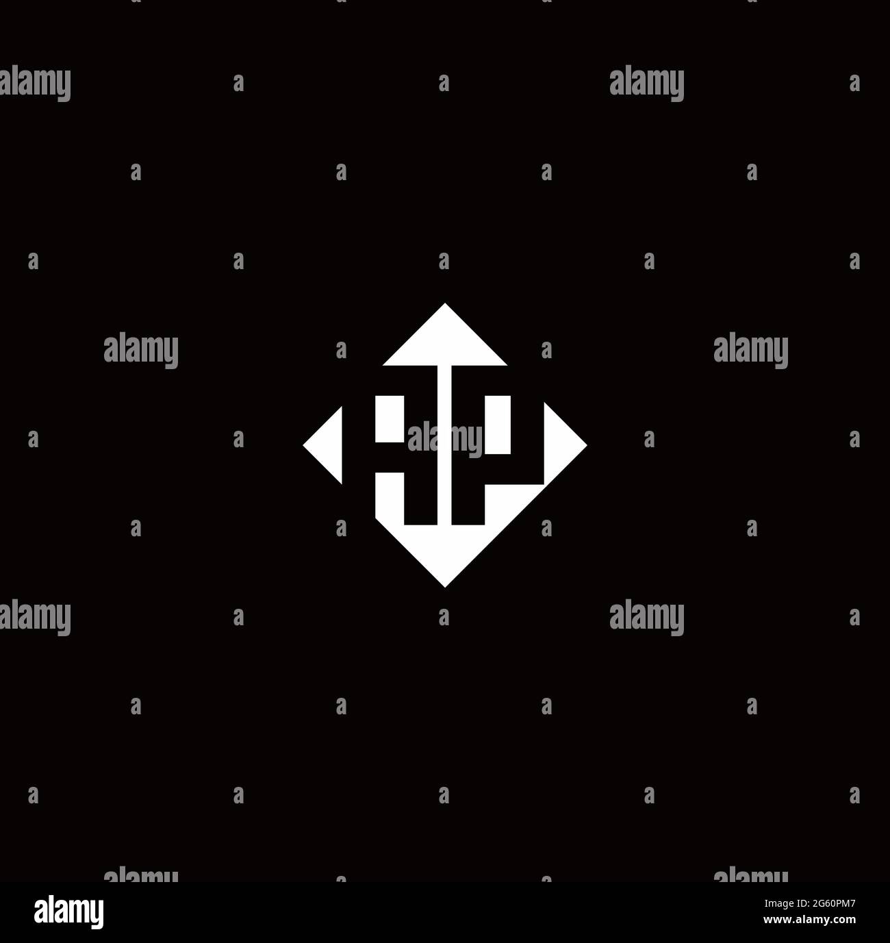 Monogram logo design with diamond square shape isolated on black background Stock Vector