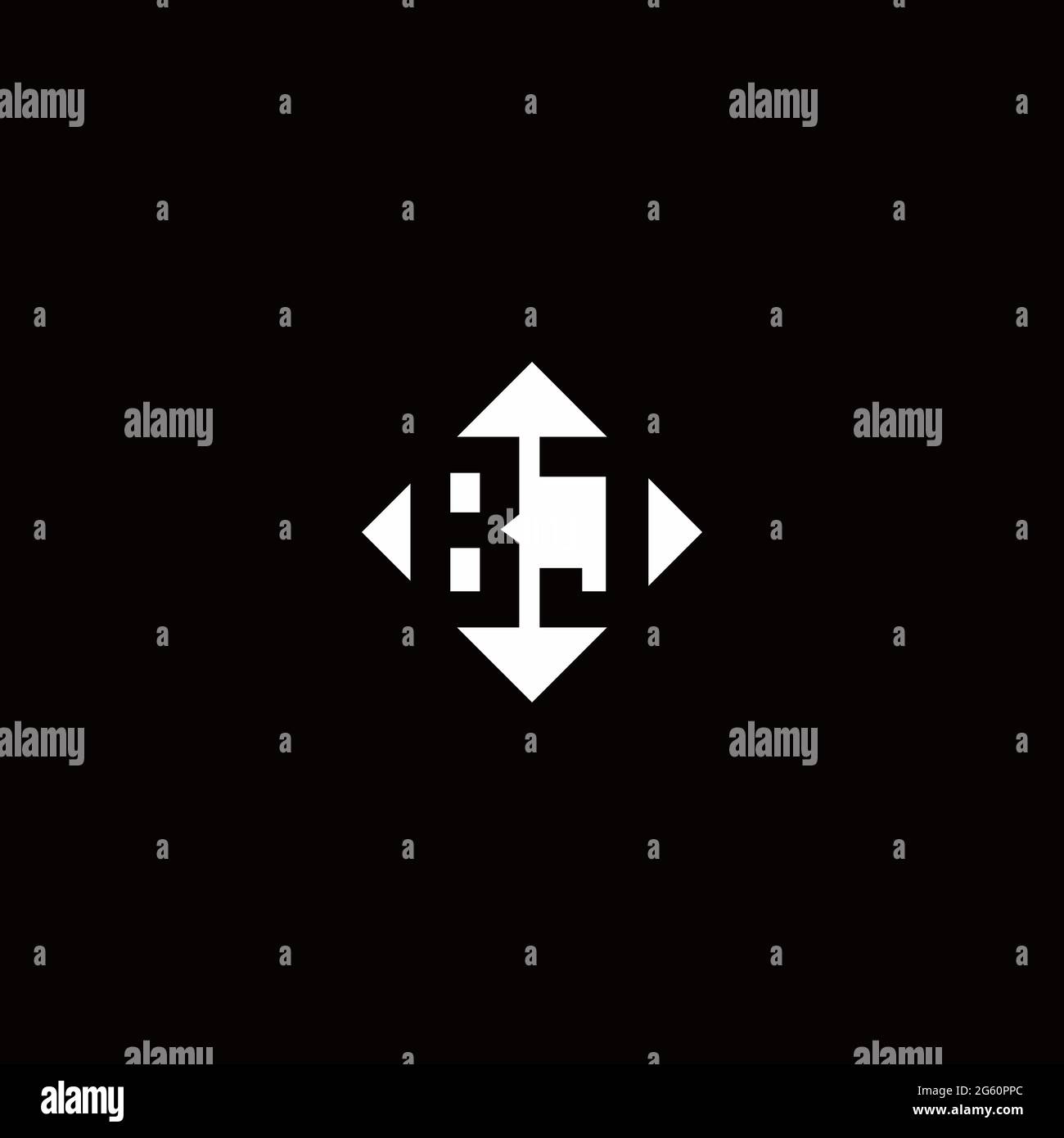 Monogram logo design with diamond square shape isolated on black background Stock Vector