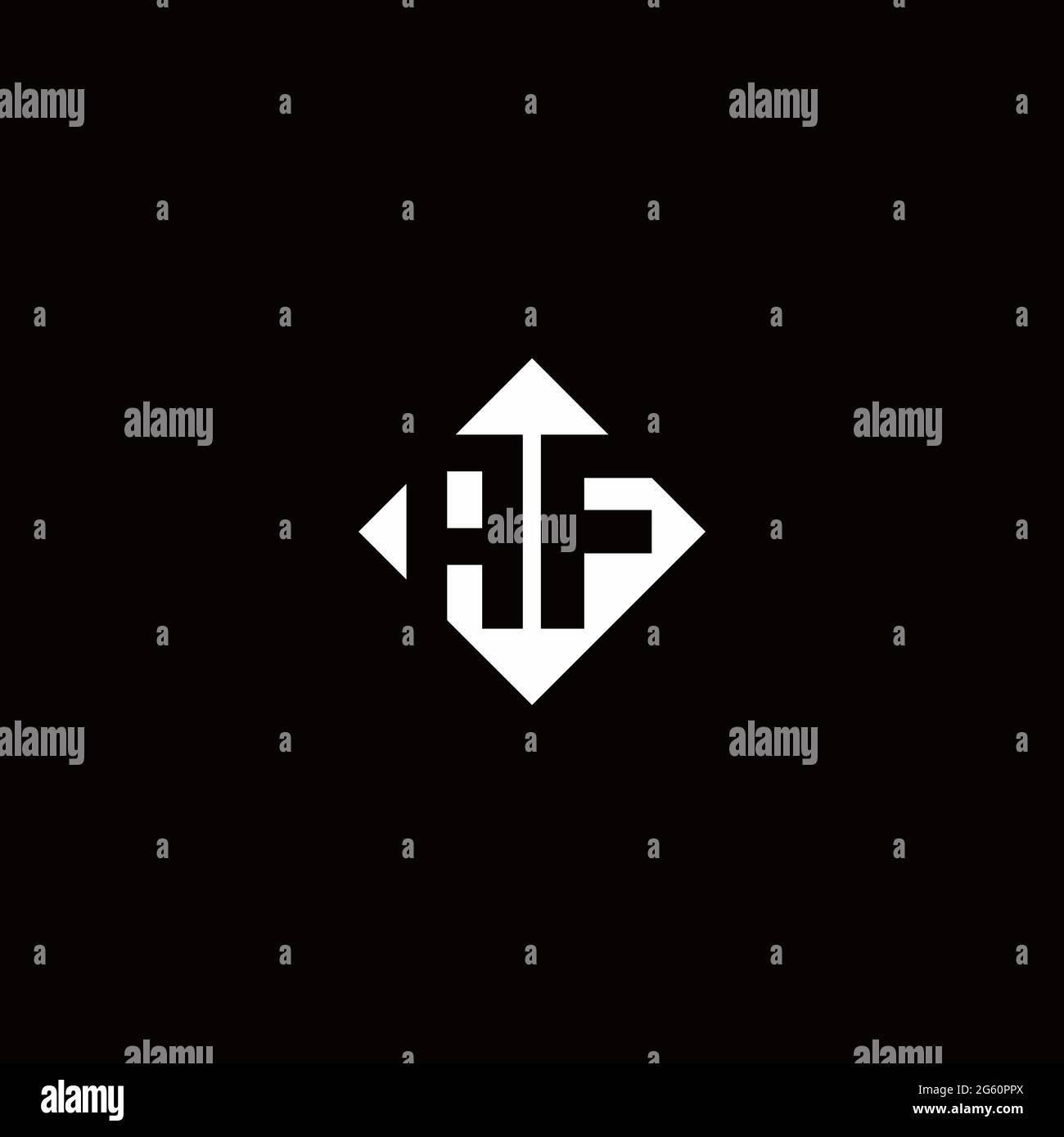 Monogram logo design with diamond square shape isolated on black background Stock Vector