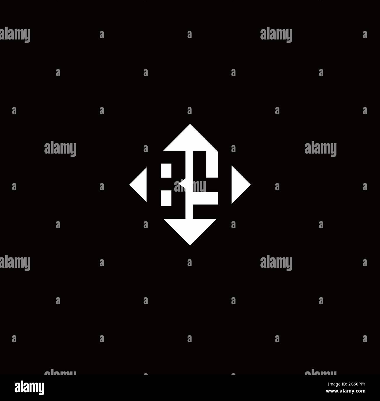 Monogram logo design with diamond square shape isolated on black background Stock Vector