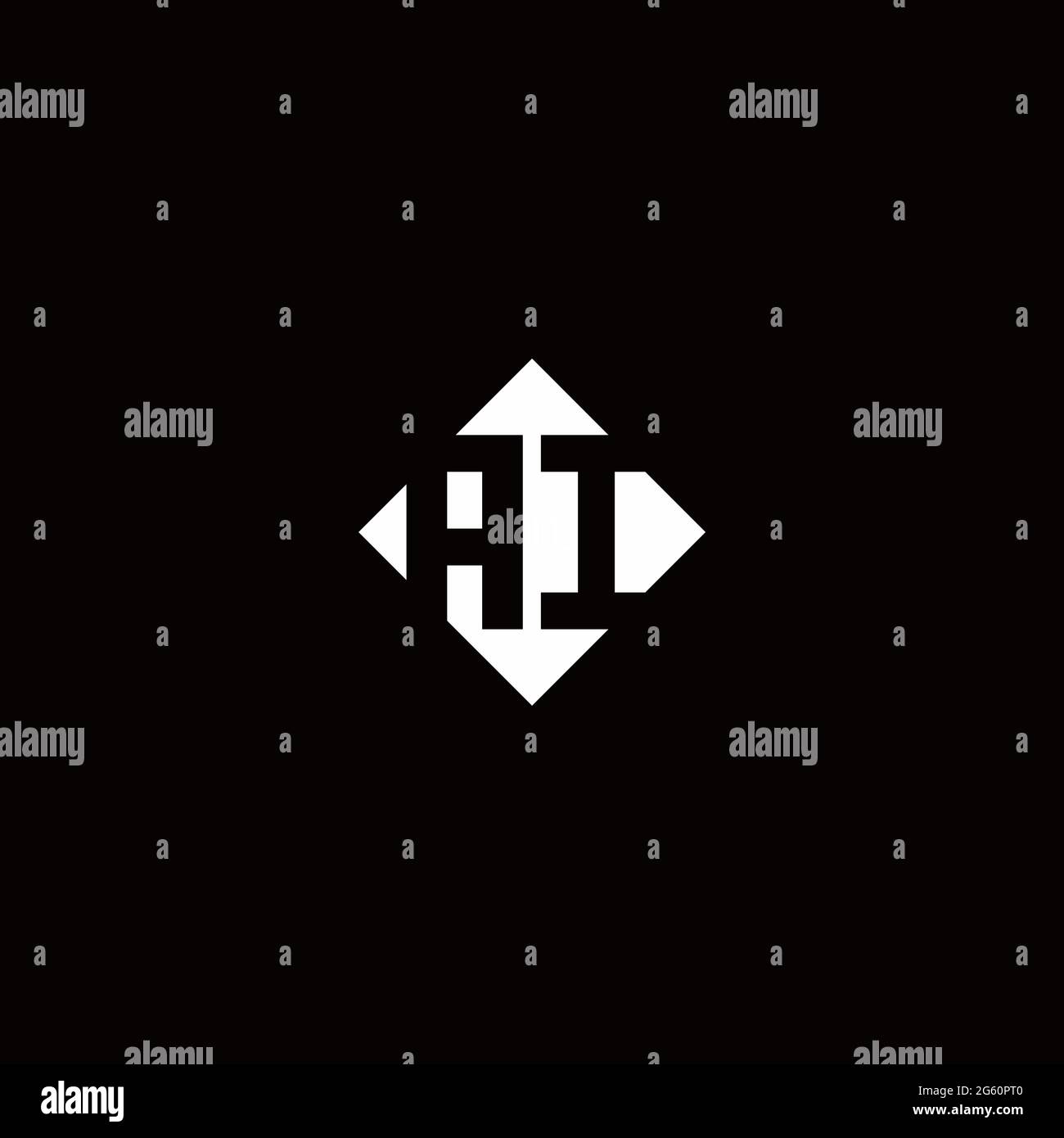 Monogram logo design with diamond square shape isolated on black background Stock Vector
