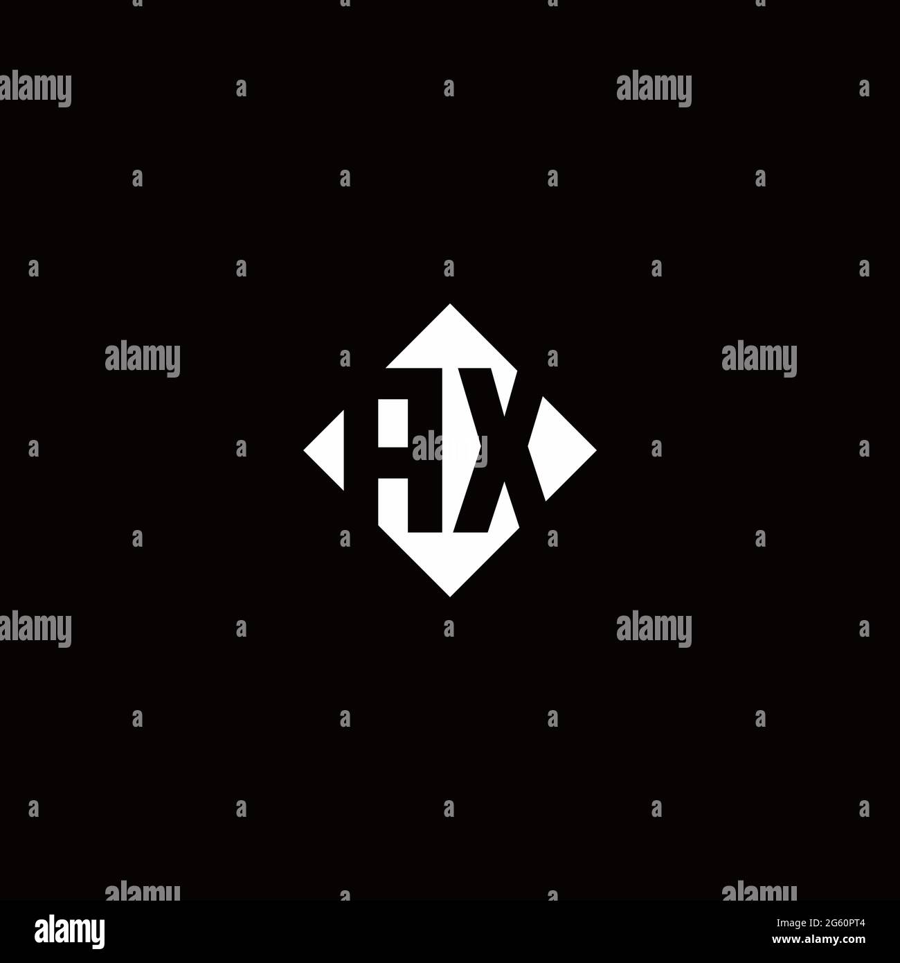 Monogram logo design with diamond square shape isolated on black background Stock Vector