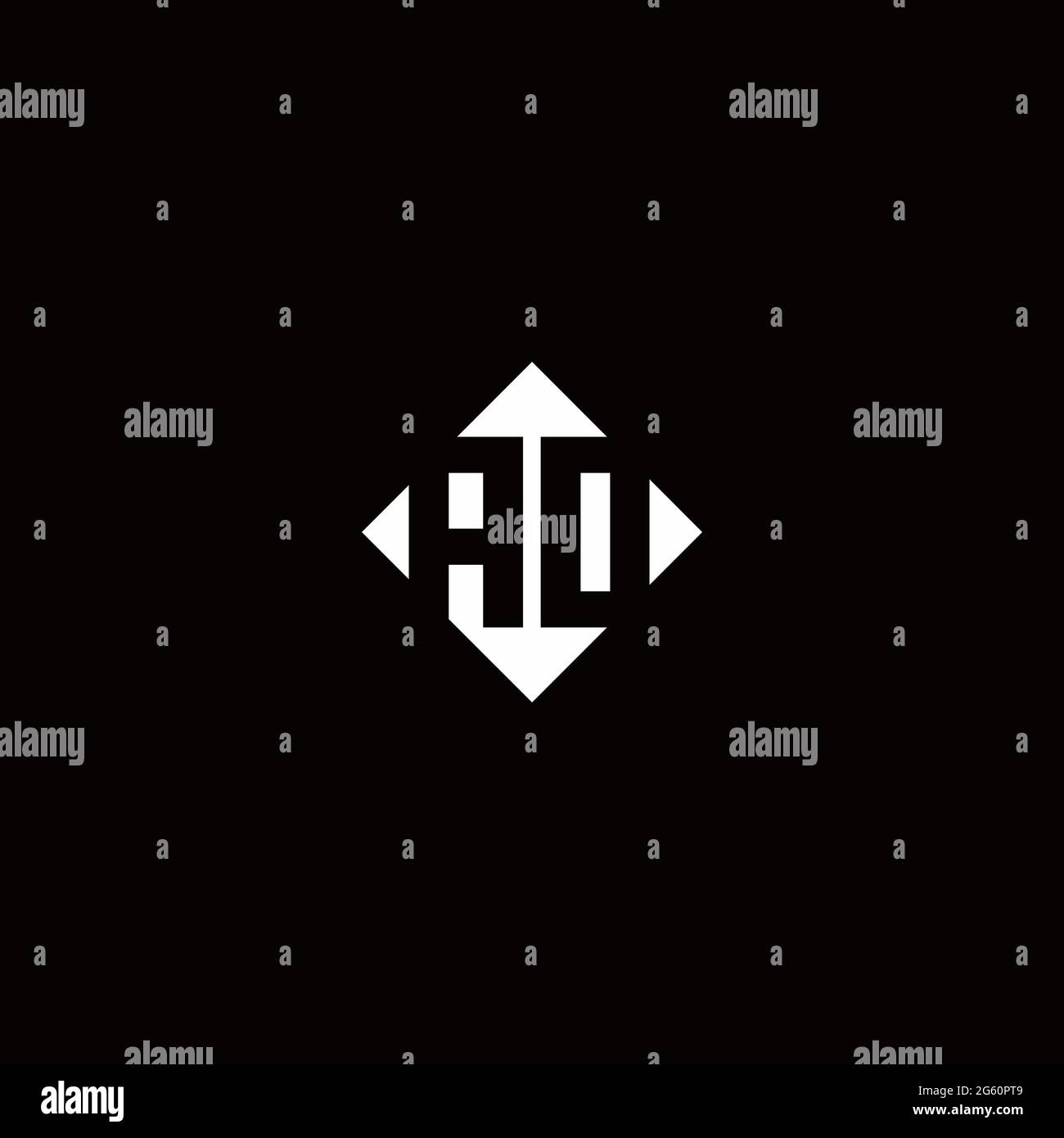Monogram logo design with diamond square shape isolated on black background Stock Vector