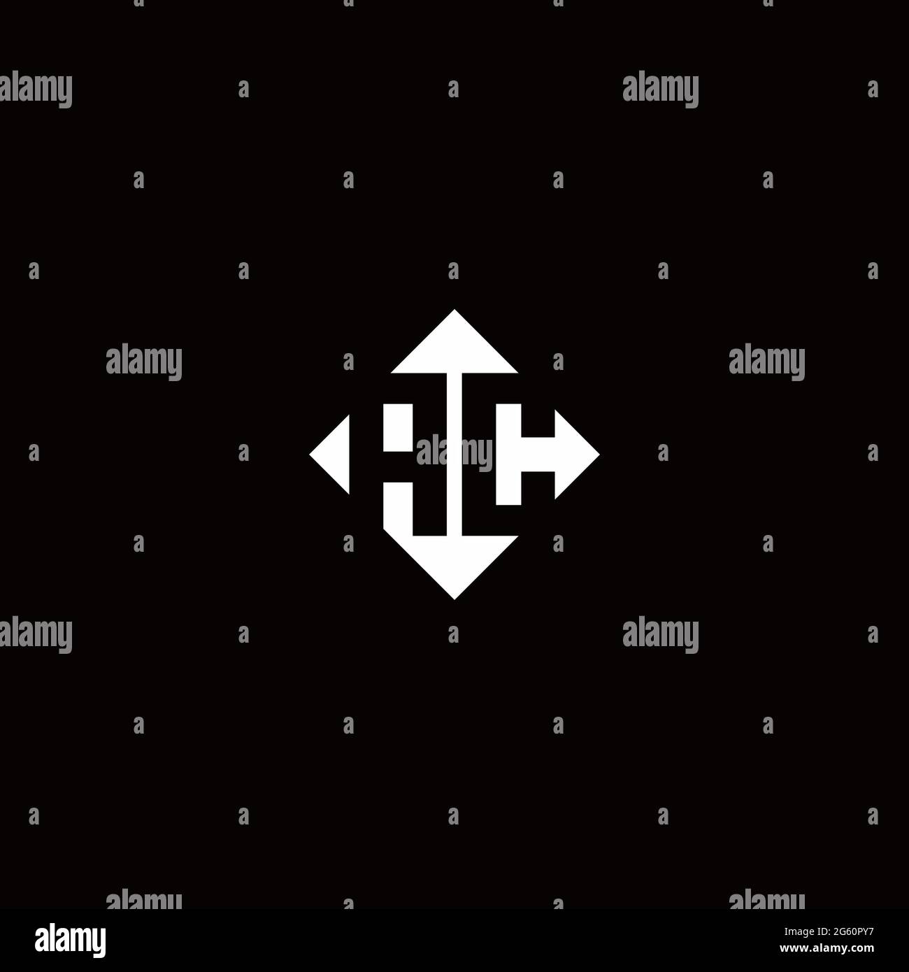 Monogram logo design with diamond square shape isolated on black background Stock Vector
