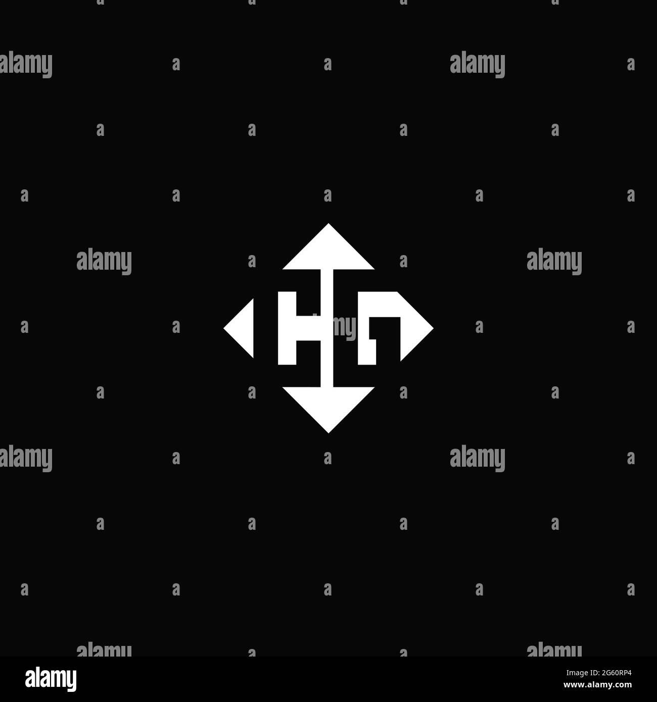Monogram logo design with diamond square shape isolated on black background Stock Vector
