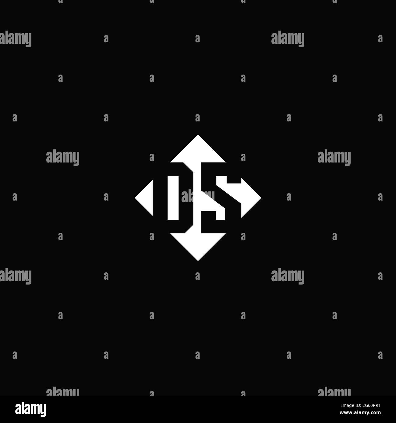 Monogram logo design with diamond square shape isolated on black background Stock Vector