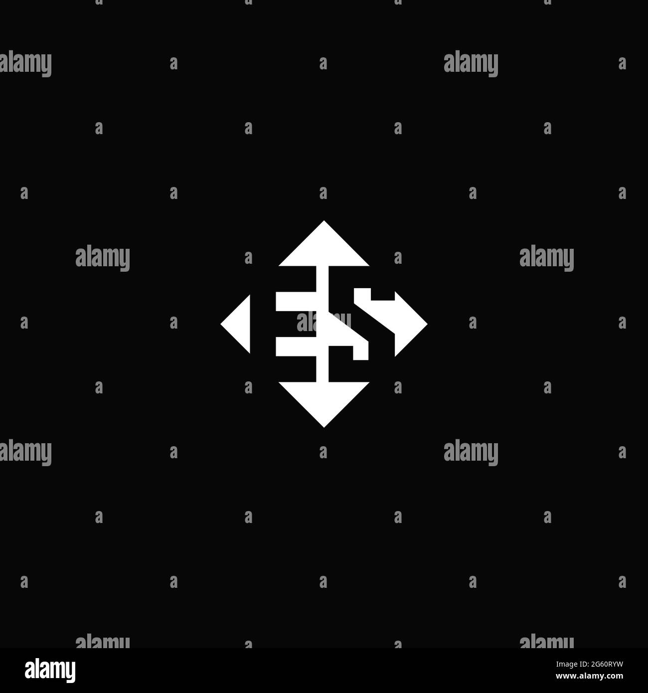 Monogram logo design with diamond square shape isolated on black background Stock Vector