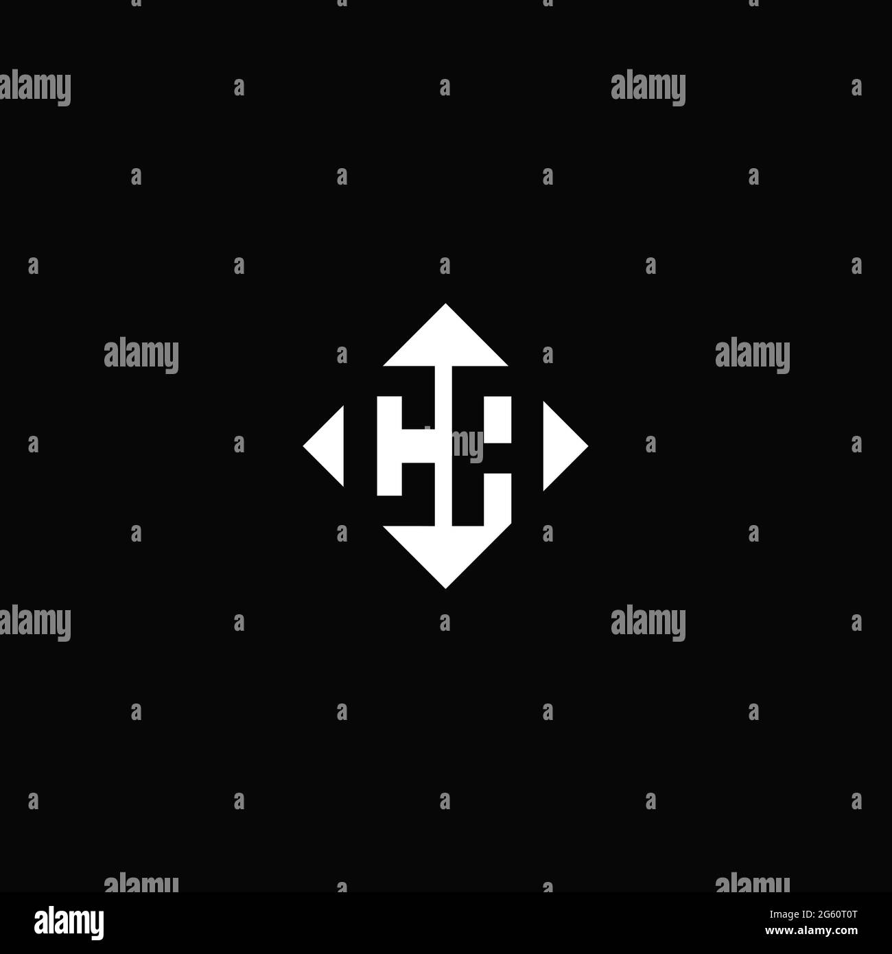 Monogram logo design with diamond square shape isolated on black background Stock Vector