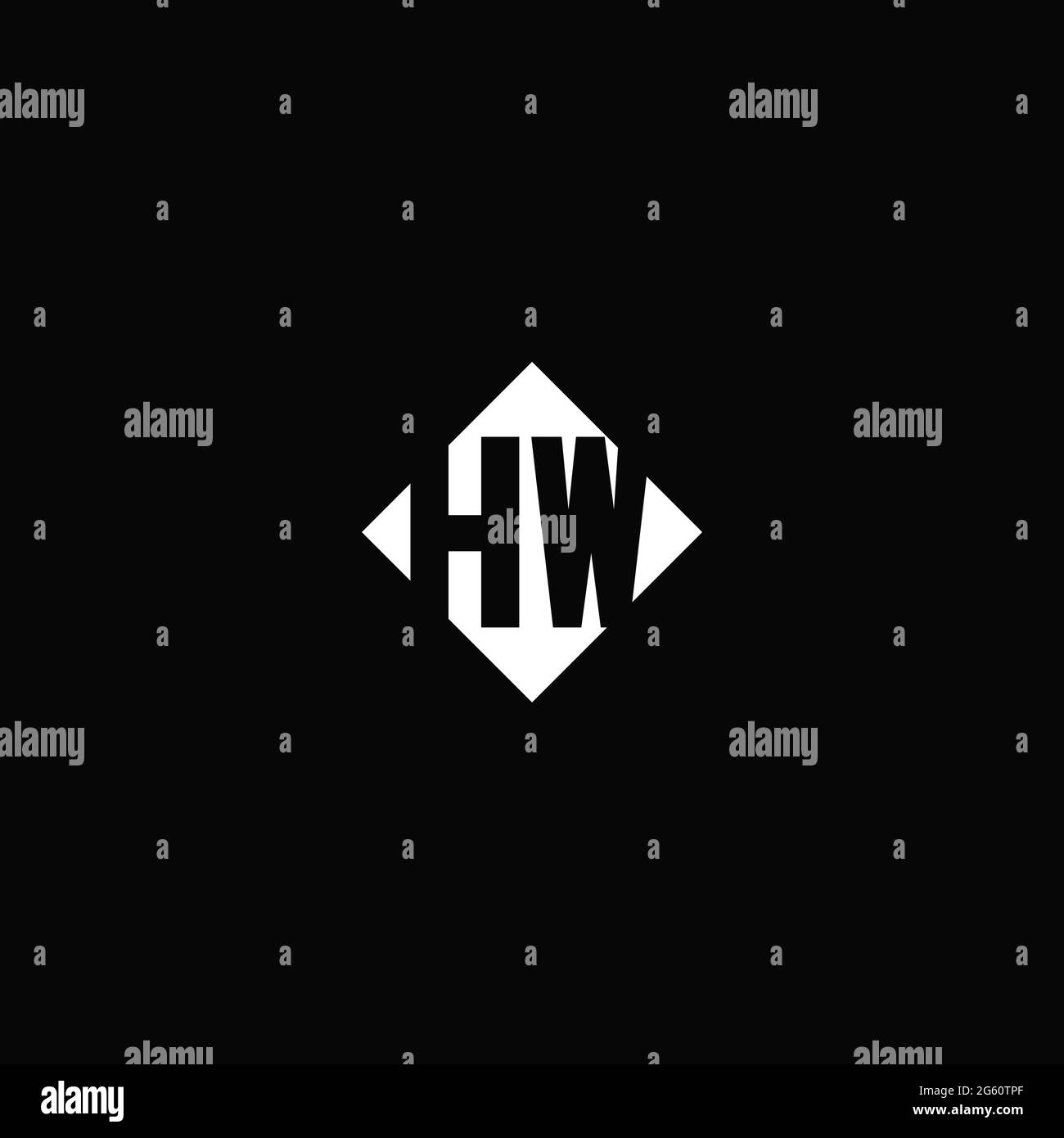 Monogram logo design with diamond square shape isolated on black background Stock Vector