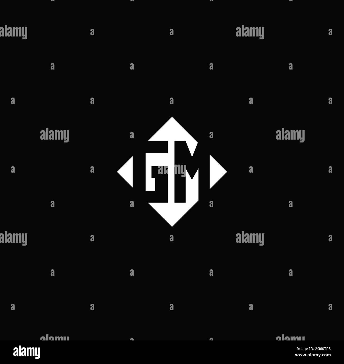 Monogram logo design with diamond square shape isolated on black background Stock Vector