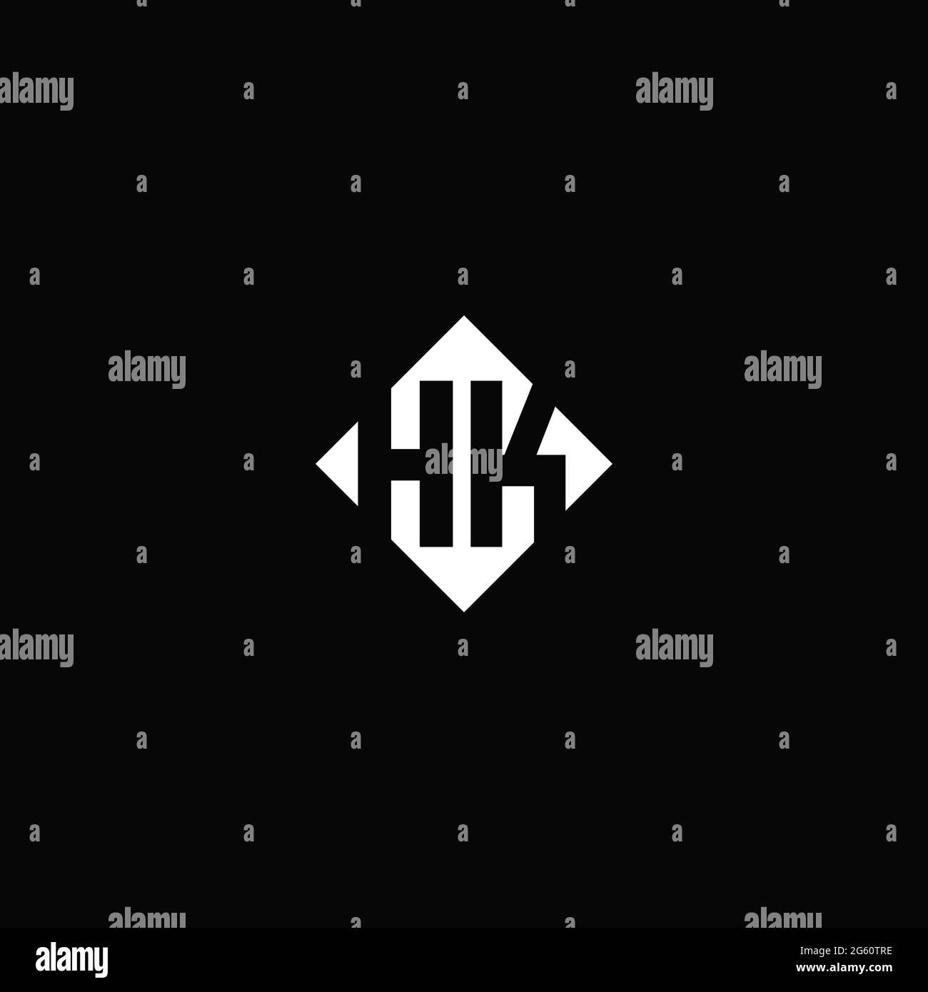 Monogram logo design with diamond square shape isolated on black background Stock Vector