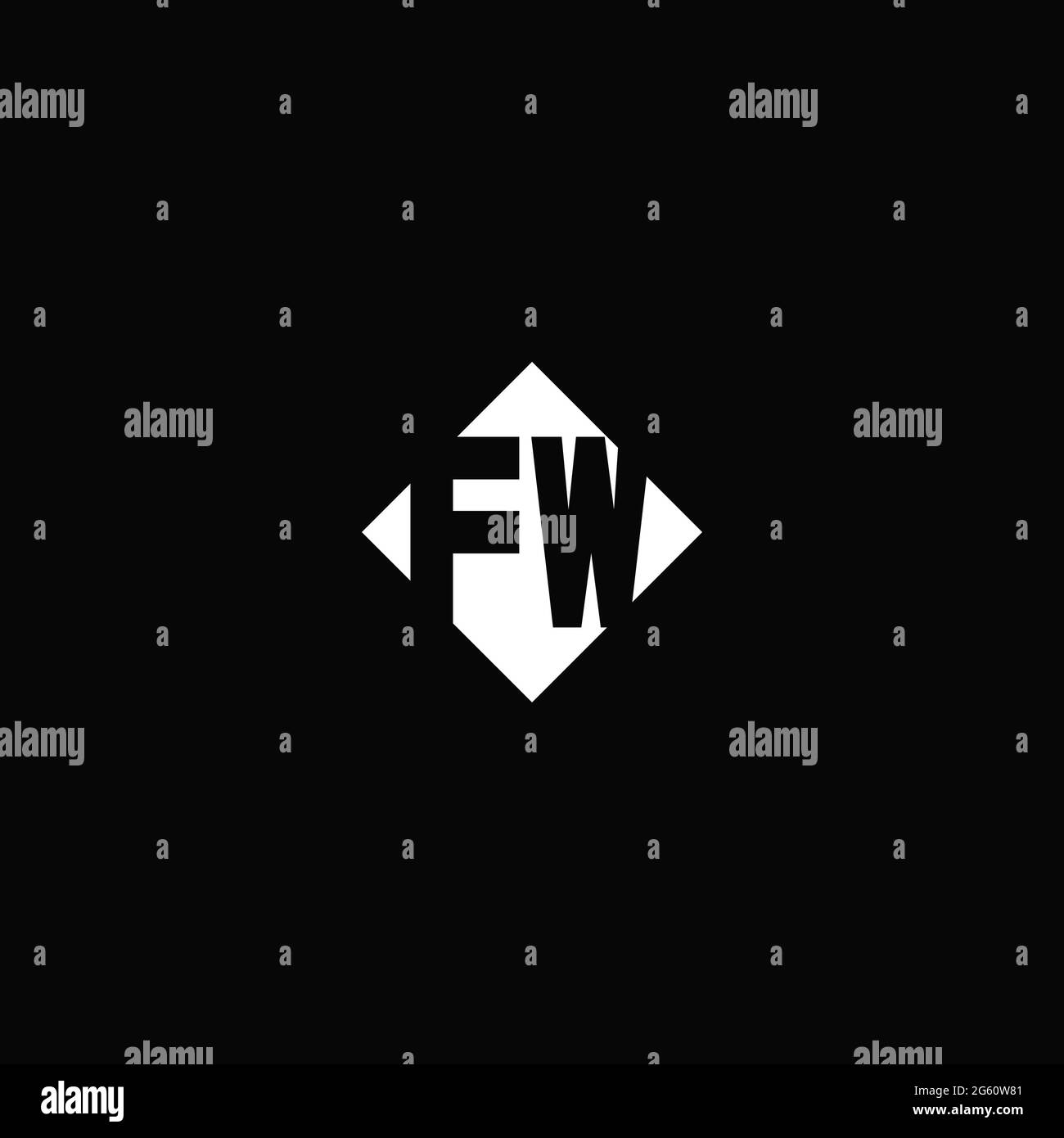 Monogram logo design with diamond square shape isolated on black background Stock Vector