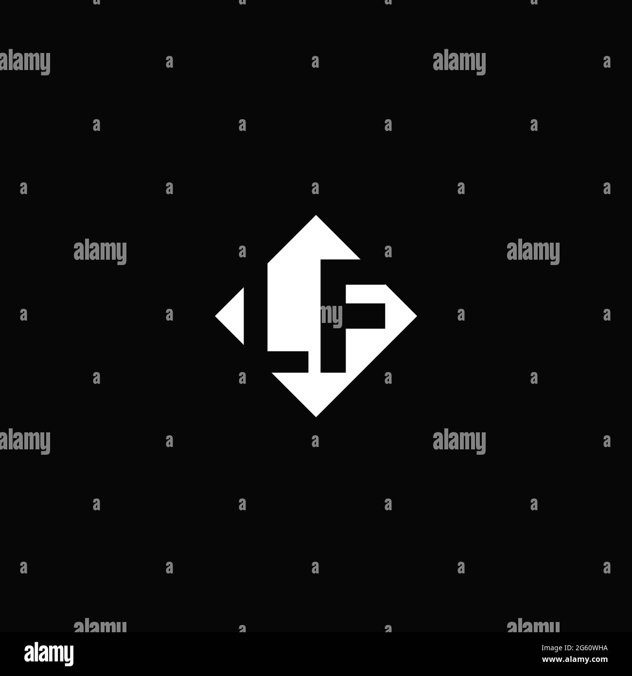 Monogram logo design with diamond square shape isolated on black background Stock Vector