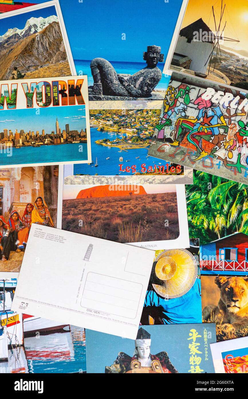 Set of travel postcards Stock Photo Alamy