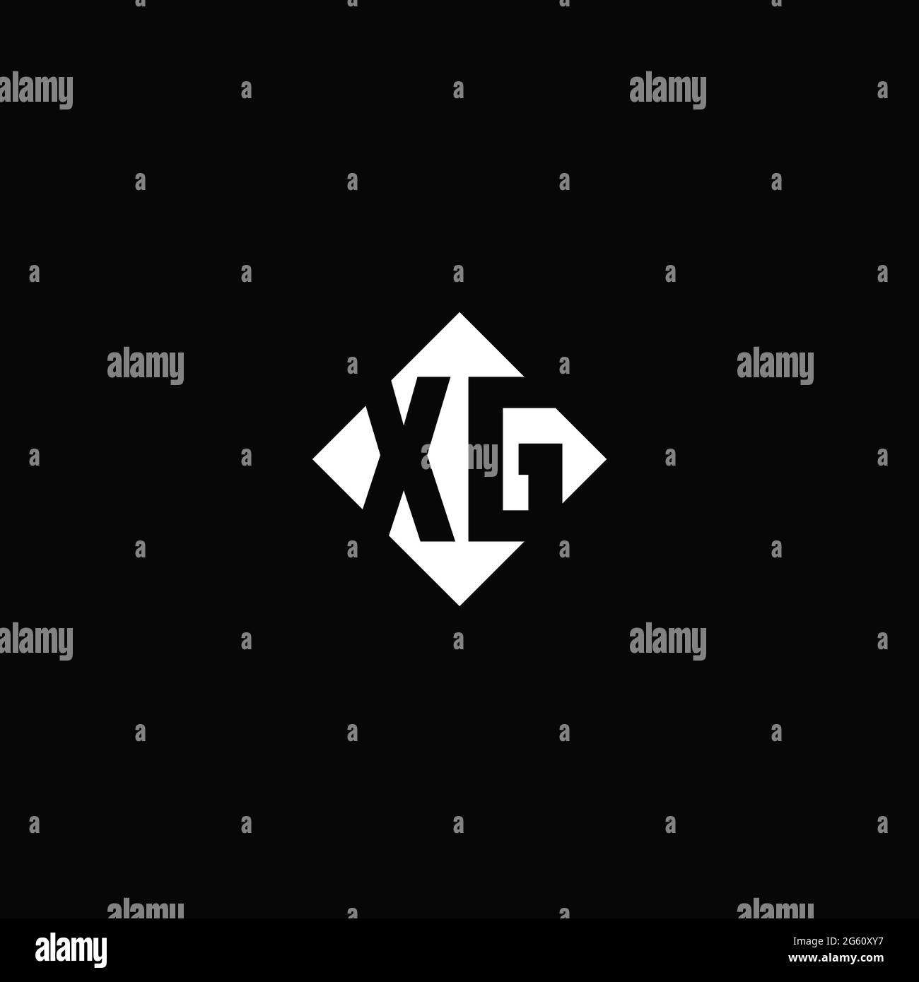 Monogram logo design with diamond square shape isolated on black background Stock Vector