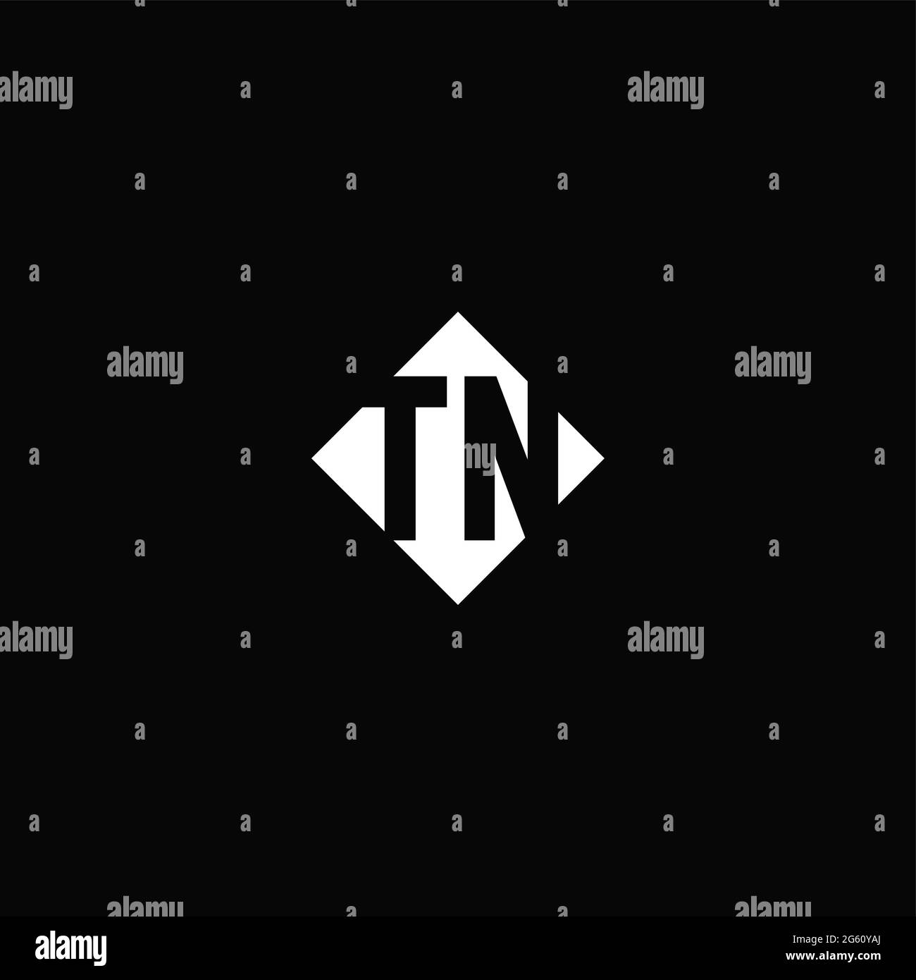 Monogram logo design with diamond square shape isolated on black background Stock Vector