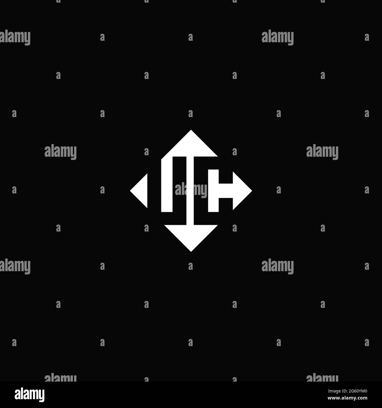 Monogram logo design with diamond square shape isolated on black background Stock Vector