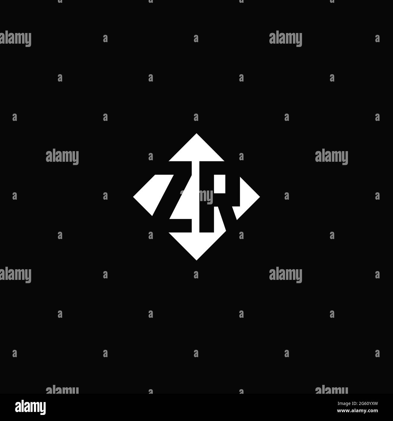 Monogram logo design with diamond square shape isolated on black background Stock Vector