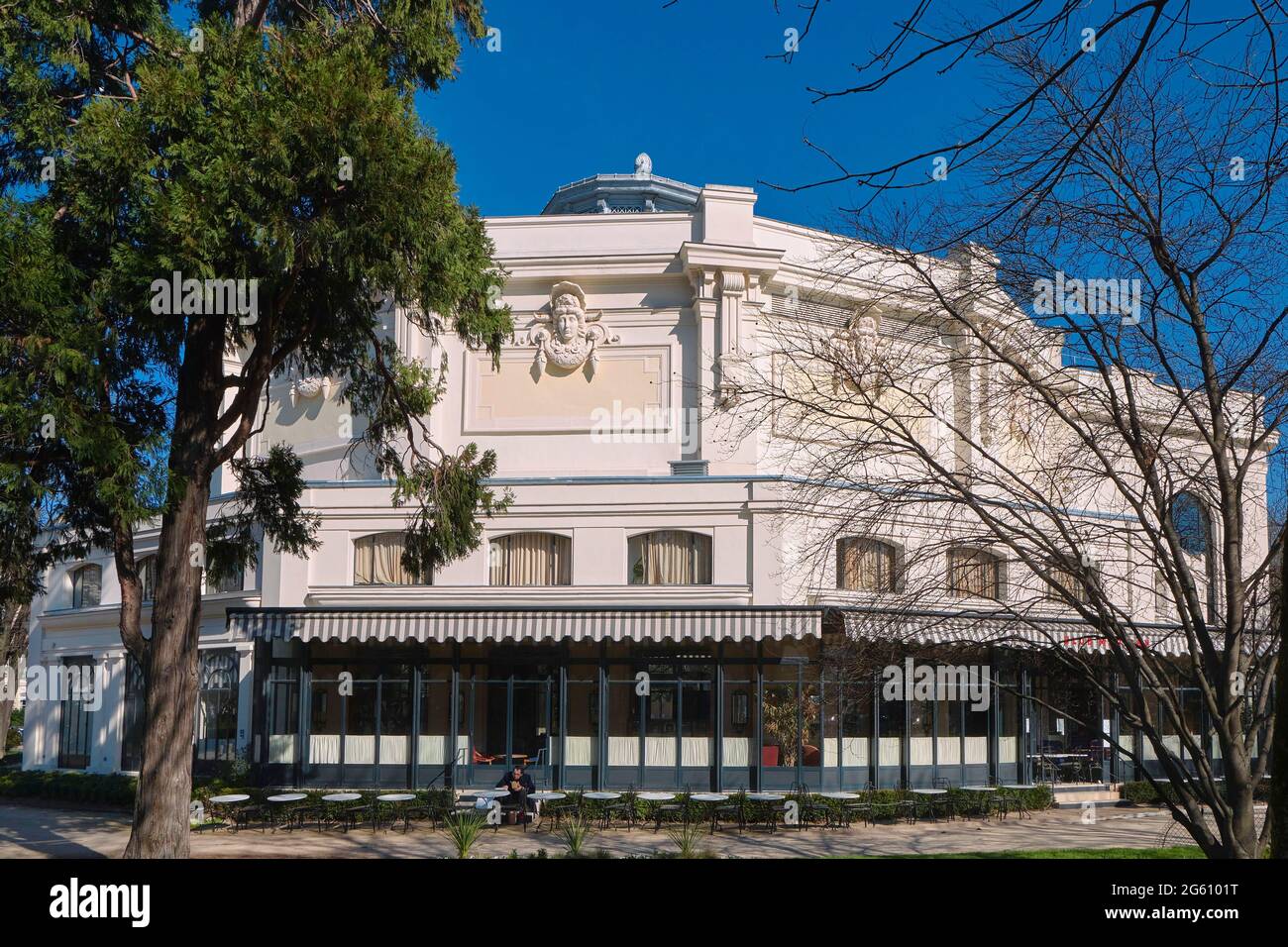 France, Paris, Champs Elysees gardens, the cafe of Marigny theater Stock Photo