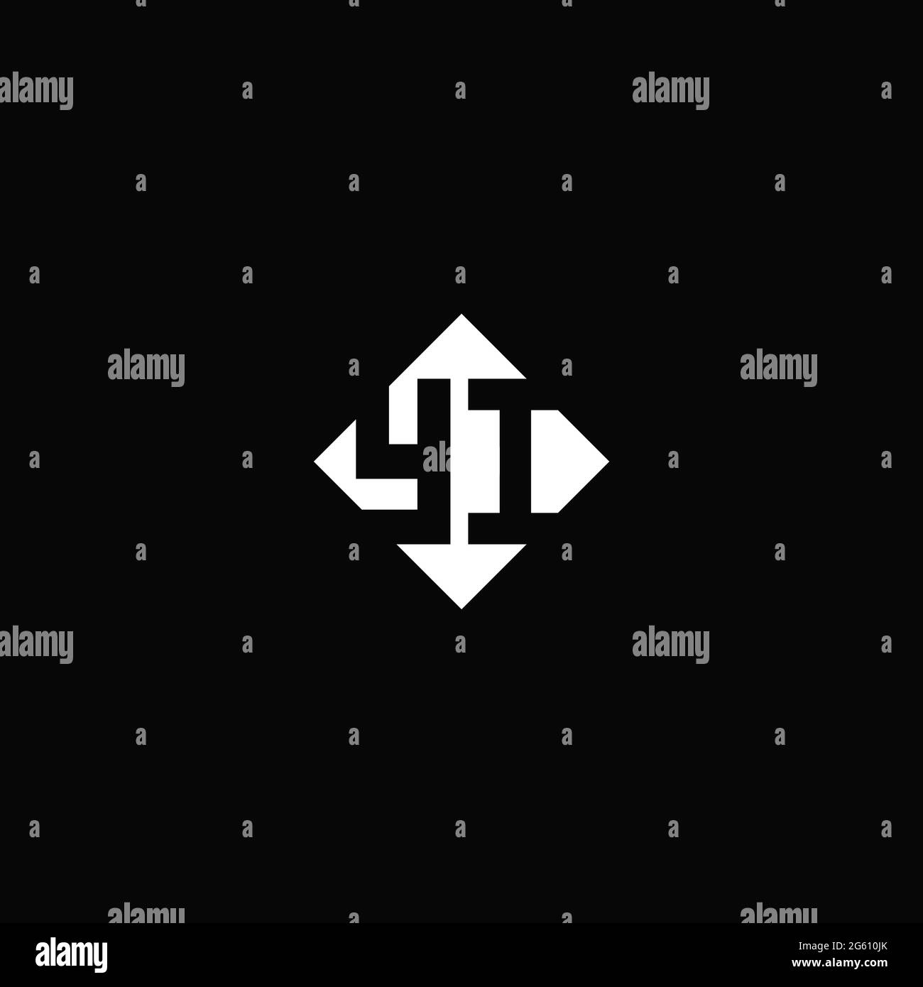 Monogram logo design with diamond square shape isolated on black background Stock Vector