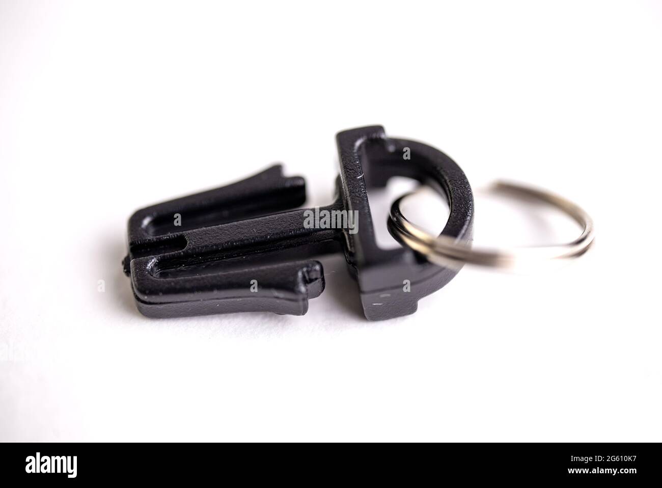 black plastic lock close-up on a black background Stock Photo