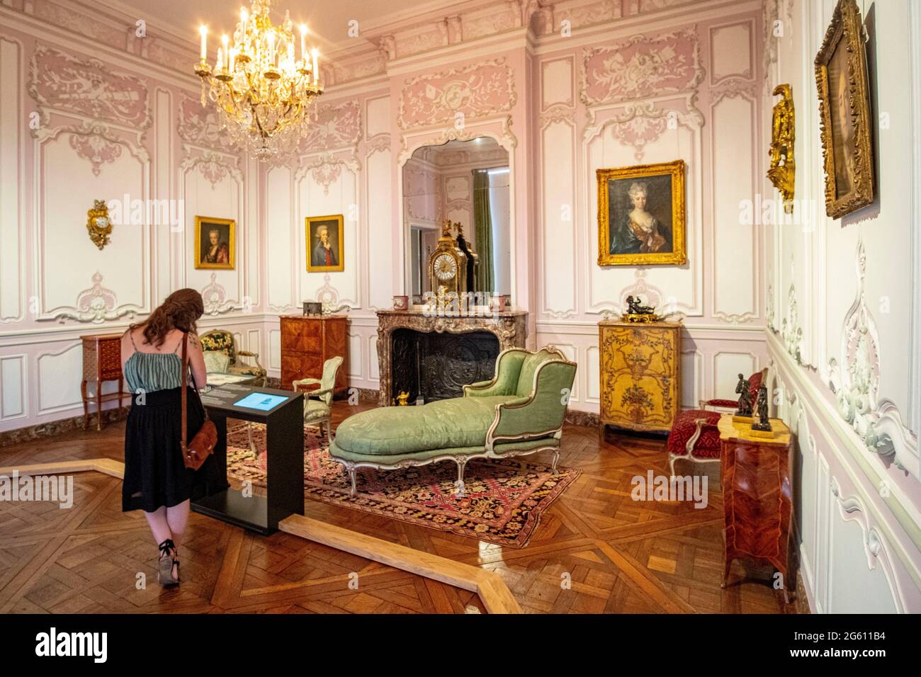 France, Paris, the Carnavalet museum, living room of the hotel de Broglie Stock Photo