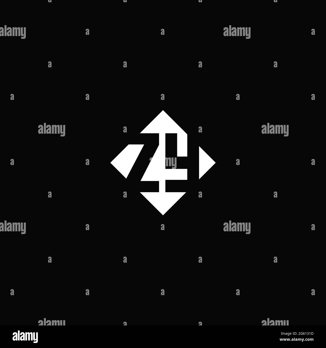 Monogram logo design with diamond square shape isolated on black background Stock Vector