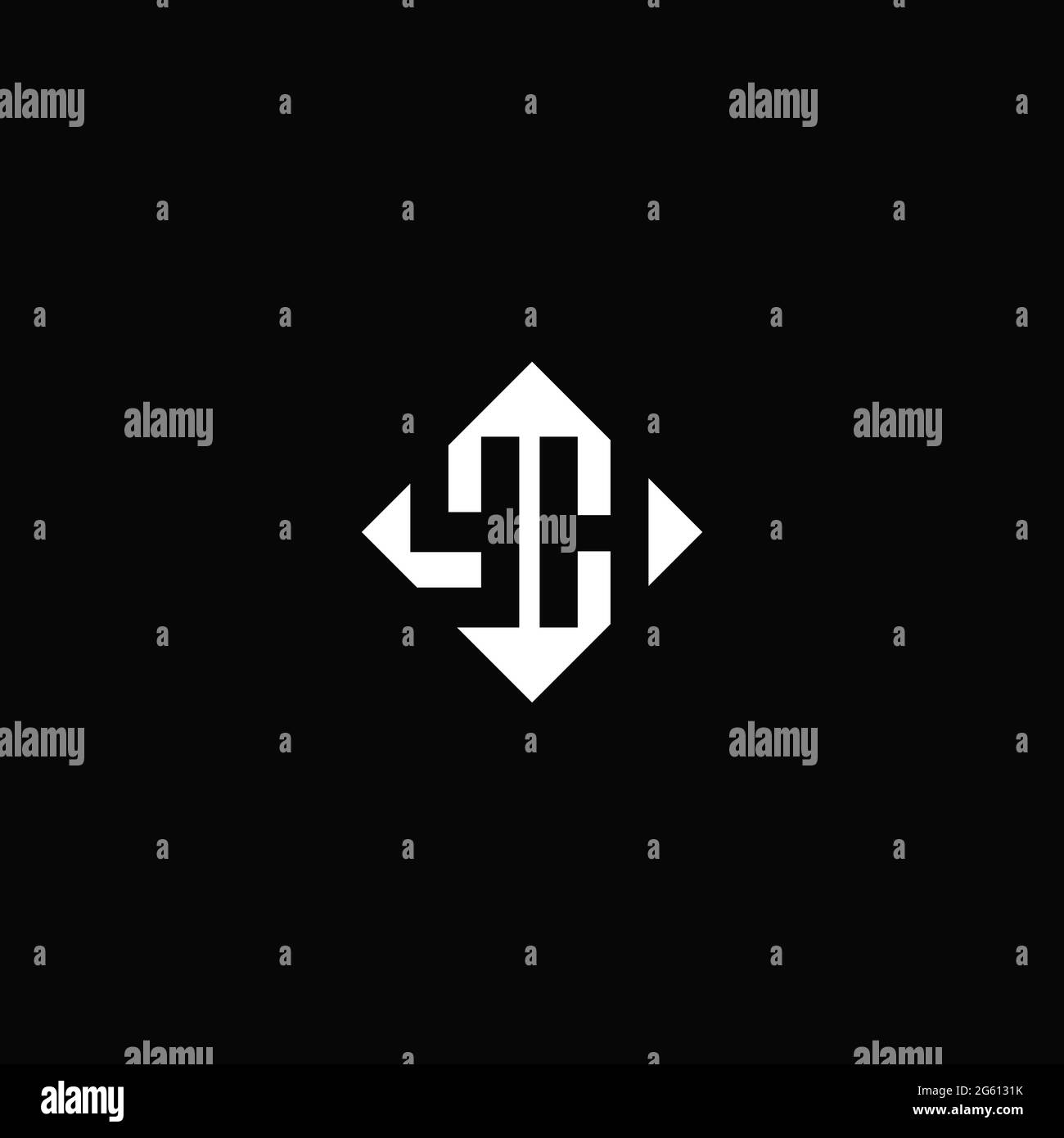 Monogram logo design with diamond square shape isolated on black background Stock Vector
