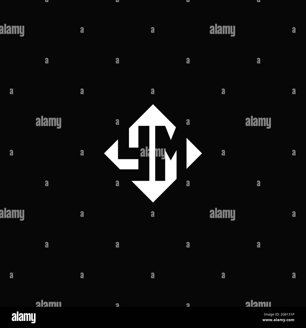 Monogram logo design with diamond square shape isolated on black background Stock Vector