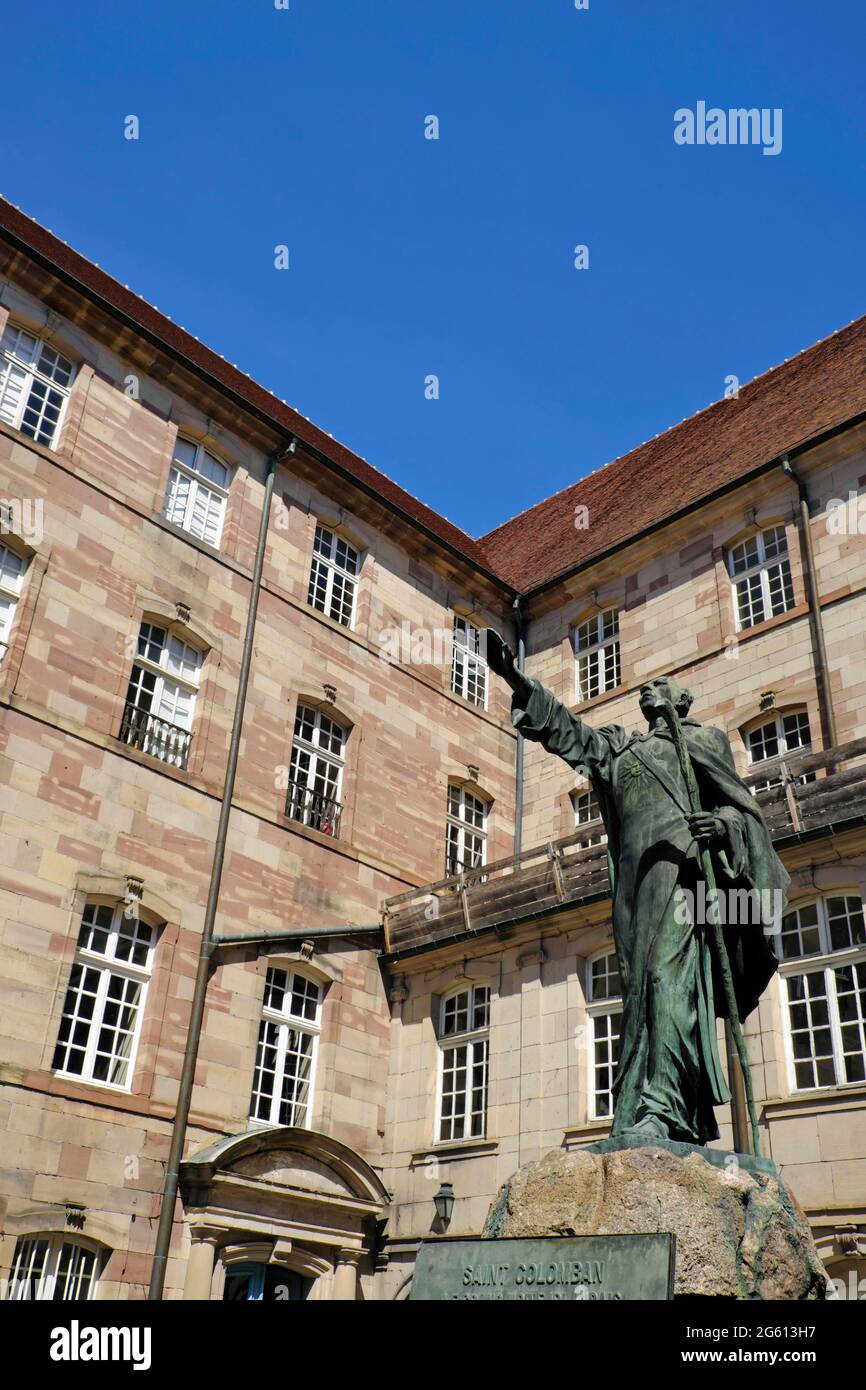 France, Haute Saone, Luxeuil les Bains, Rue Victor Genoux, Saint Colomban abbey, founded in 590, now a private school Stock Photo