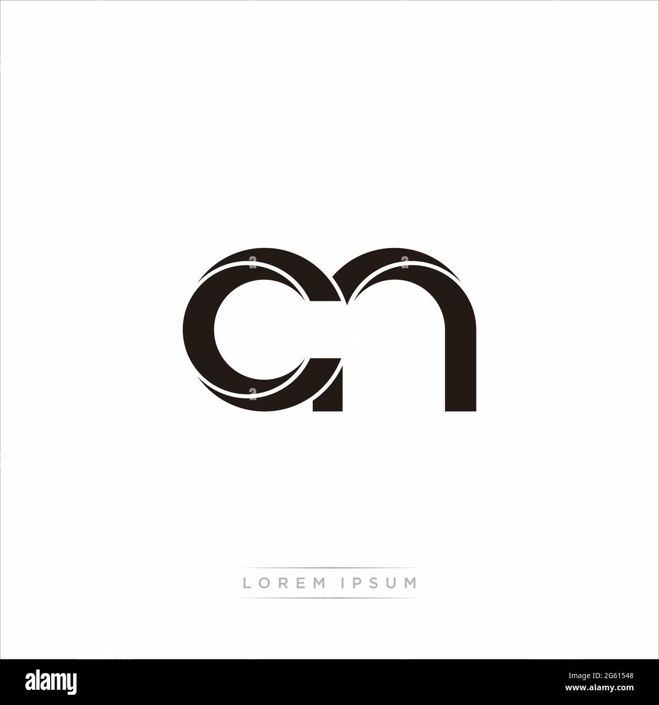 Initial Letter Split Lowercase Modern Monogram linked outline rounded logo isolated on white background Stock Vector