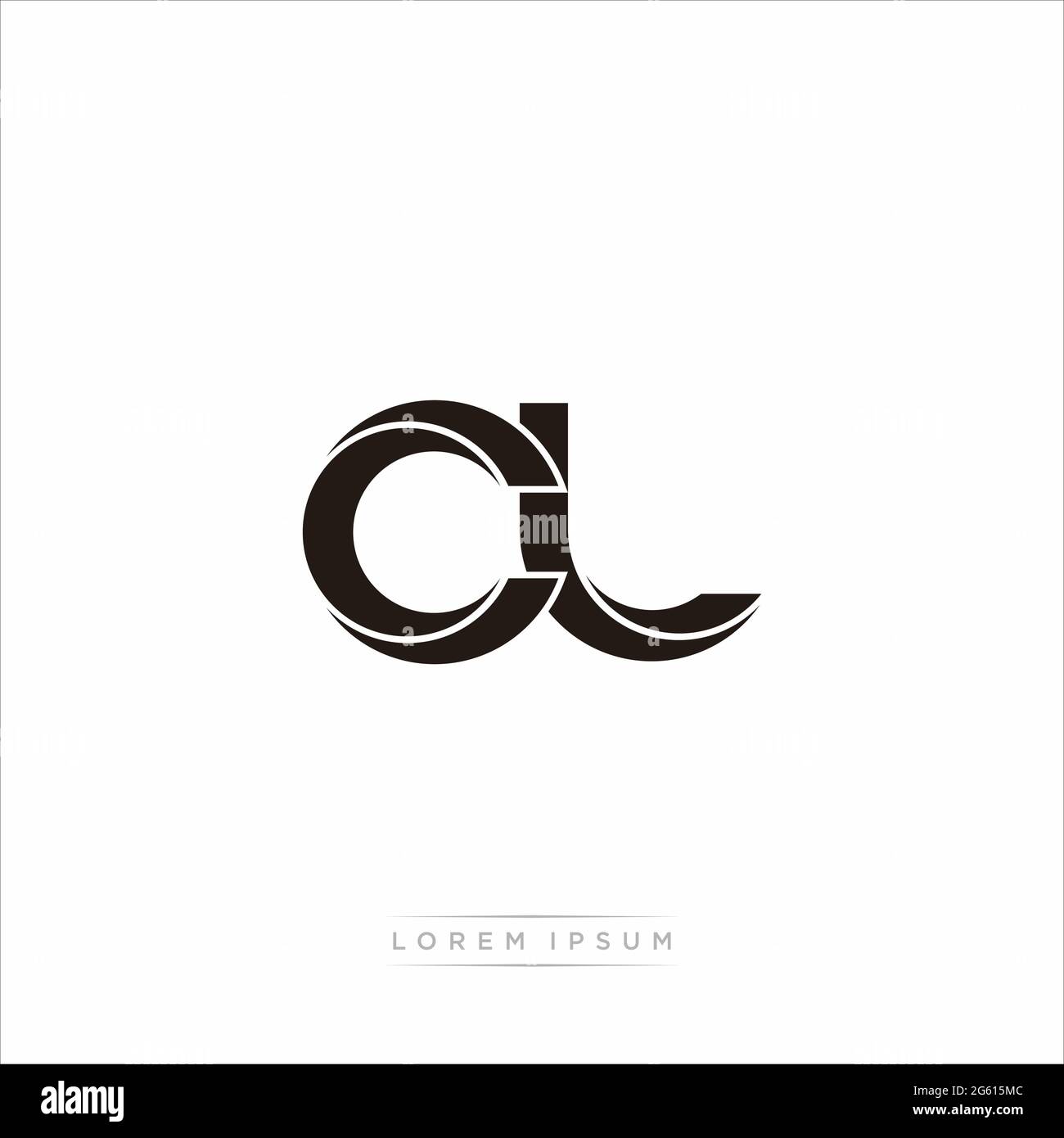 Initial Letter Split Lowercase Modern Monogram linked outline rounded logo isolated on white background Stock Vector