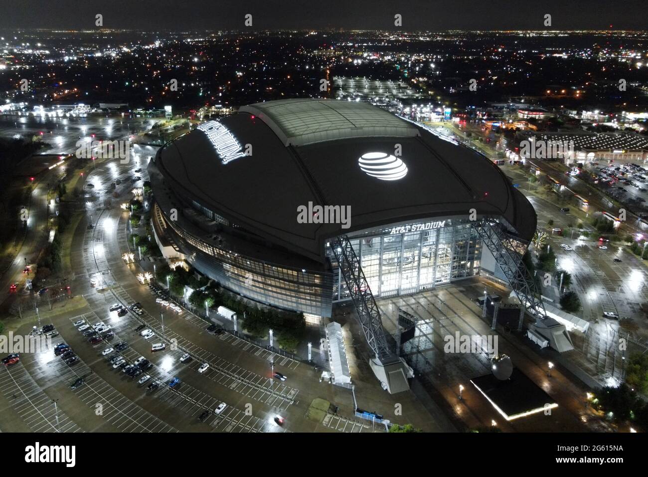 An aerial view of AT&T Stadium, Friday, Jan. 1, 2021, in Arlington, Tex ...