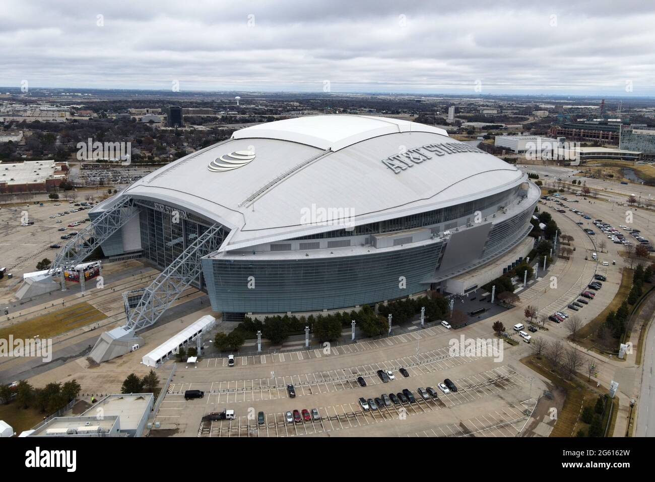 An aerial view of AT&T Stadium, Friday, Jan. 1, 2021, in Arlington, Tex ...