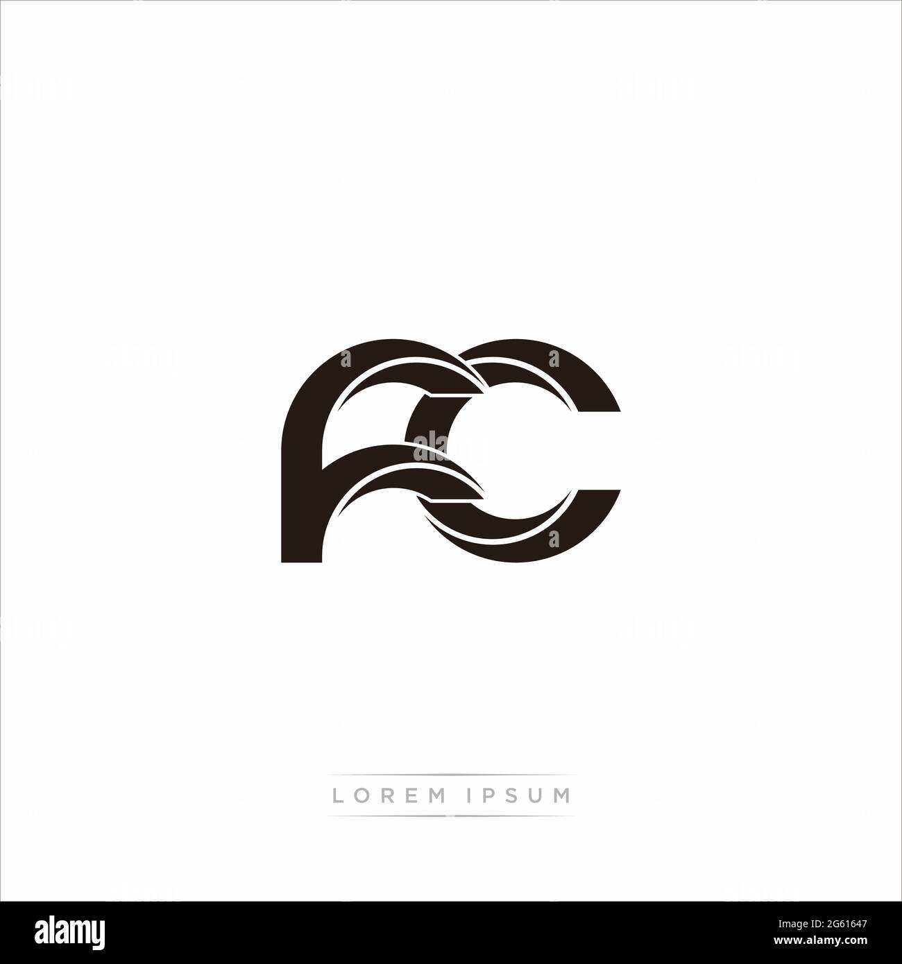 Initial Letter Split Lowercase Modern Monogram linked outline rounded logo isolated on white background Stock Vector